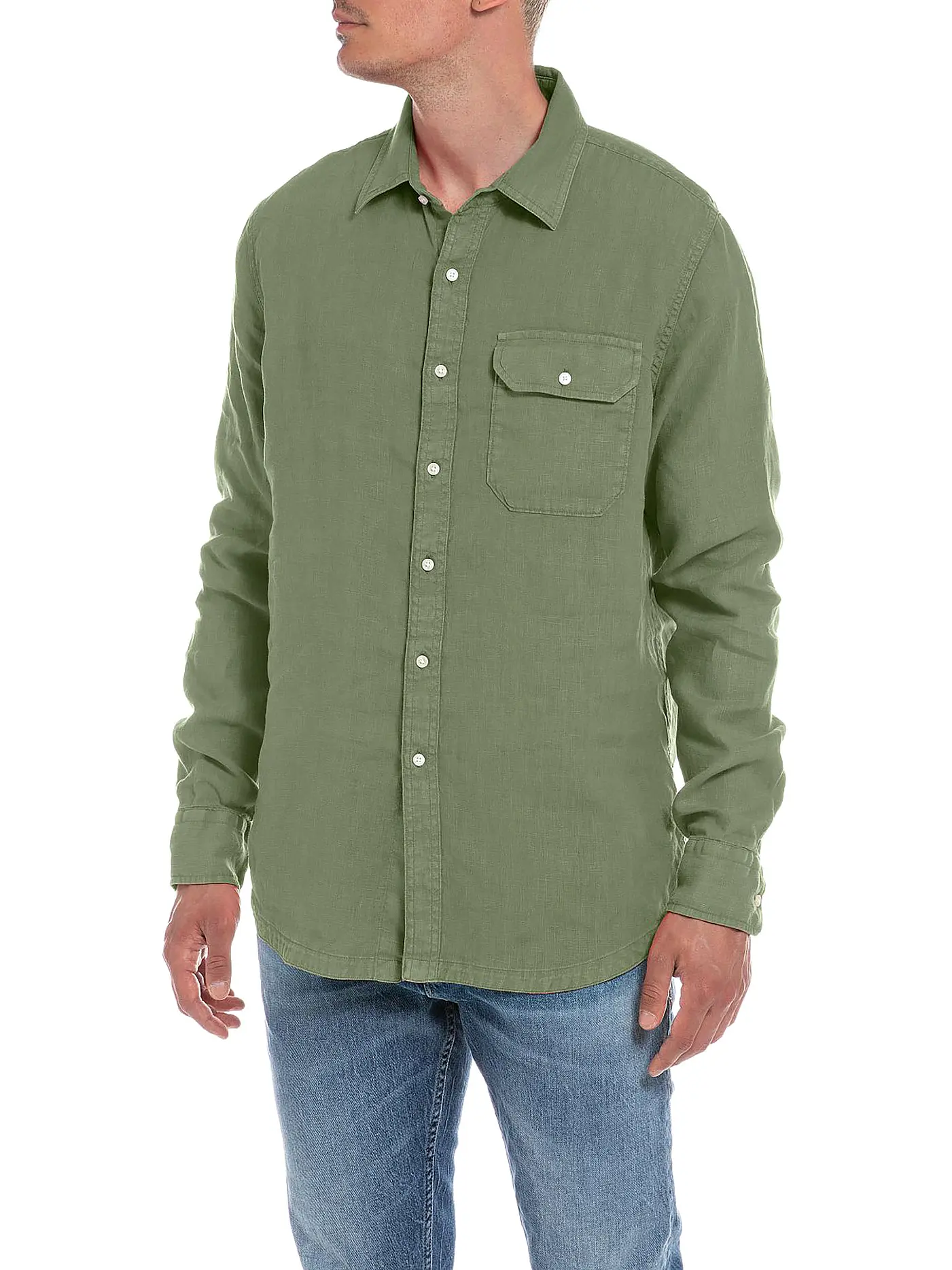 REPLAY | Leinenhemd Regular Fit  | olive