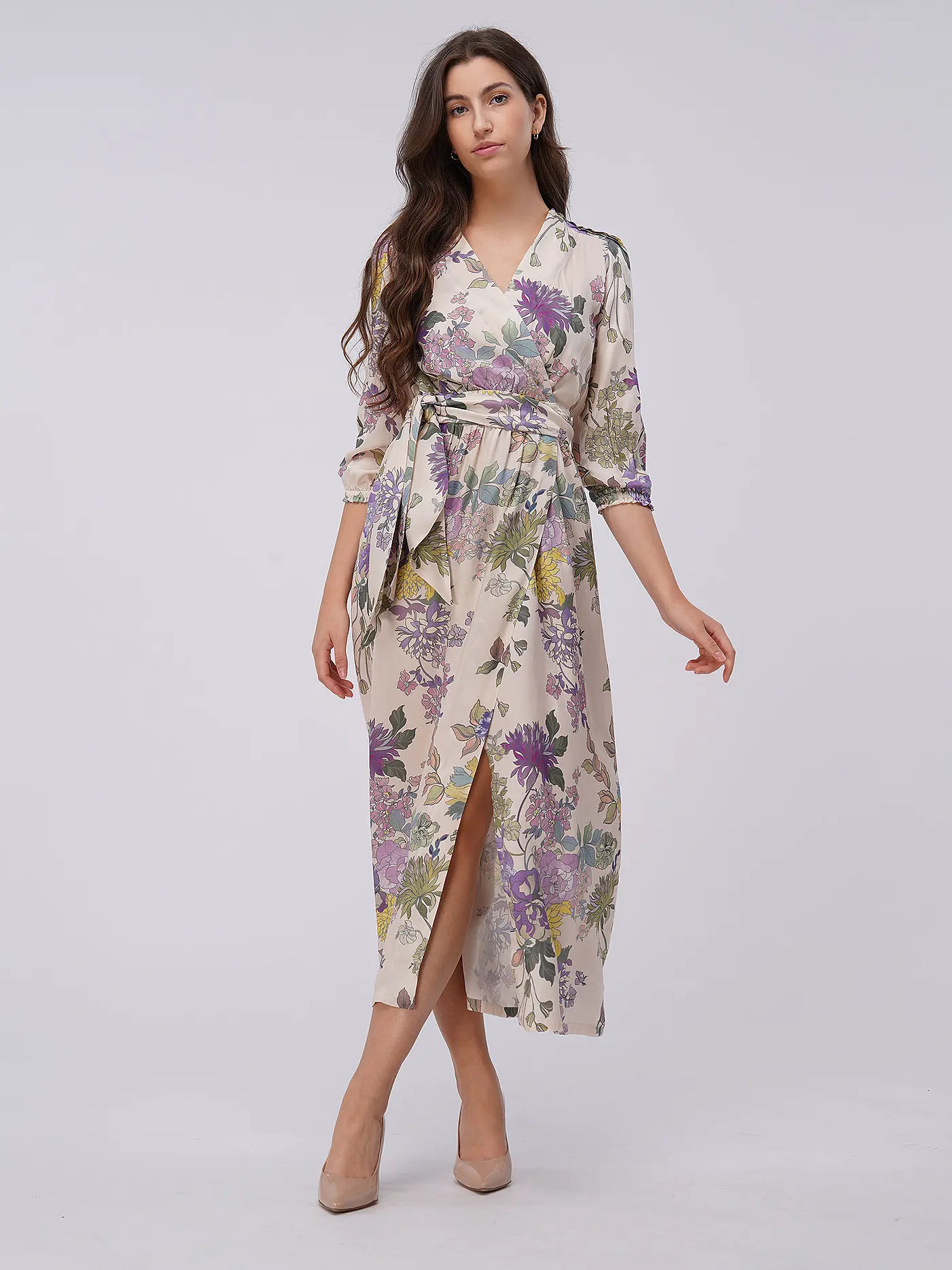 RIANI | Maxikleid in Wickeloptik  | beige