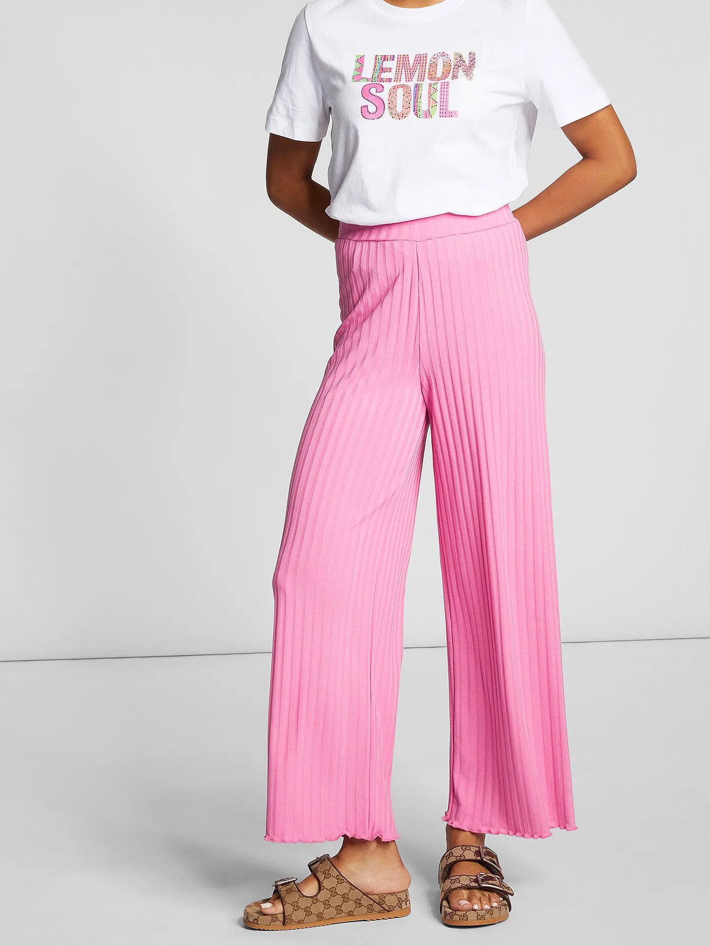 RICH & ROYAL | Hose Wide Leg  | pink