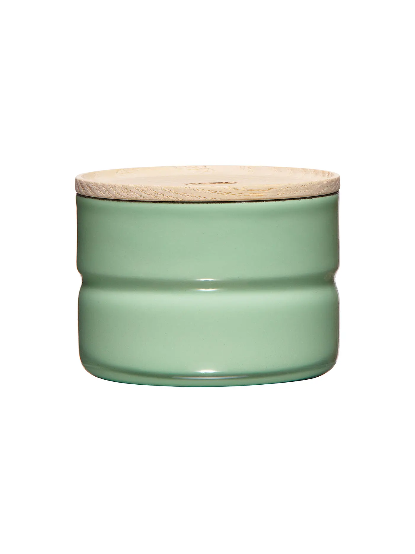 RIESS | Frischhaltedose - Emaille Vorratsdose mit Eschenholz-Deckel "Truehomewear" 6cm 230ml | grün
