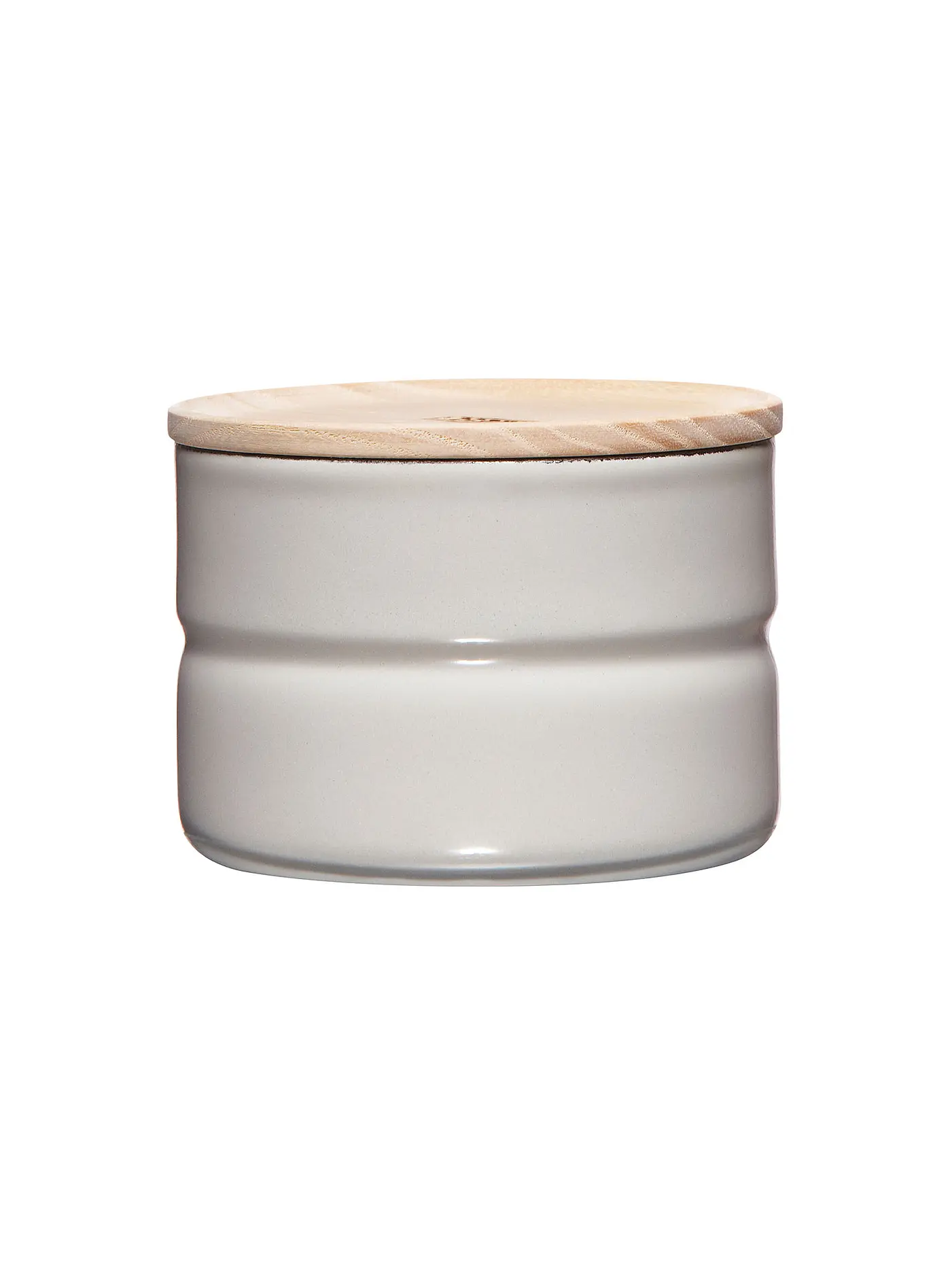 RIESS | Frischhaltedose - Emaille Vorratsdose mit Eschenholz-Deckel "Truehomewear" 6cm 230ml | grau
