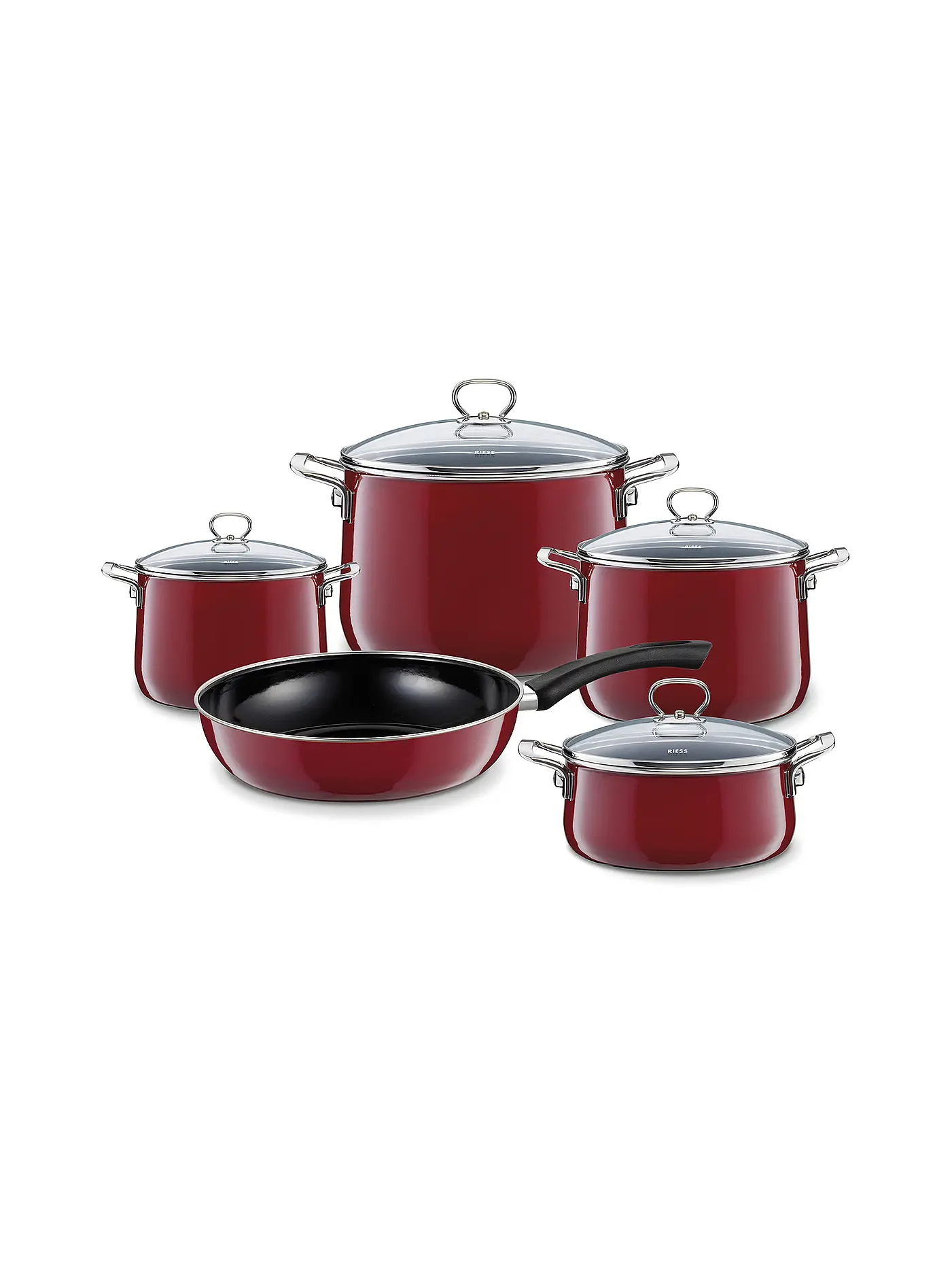 RIESS | Fleischtopf mit Glasdeckel "Rosso" 24cm/6,5l | dunkelrot