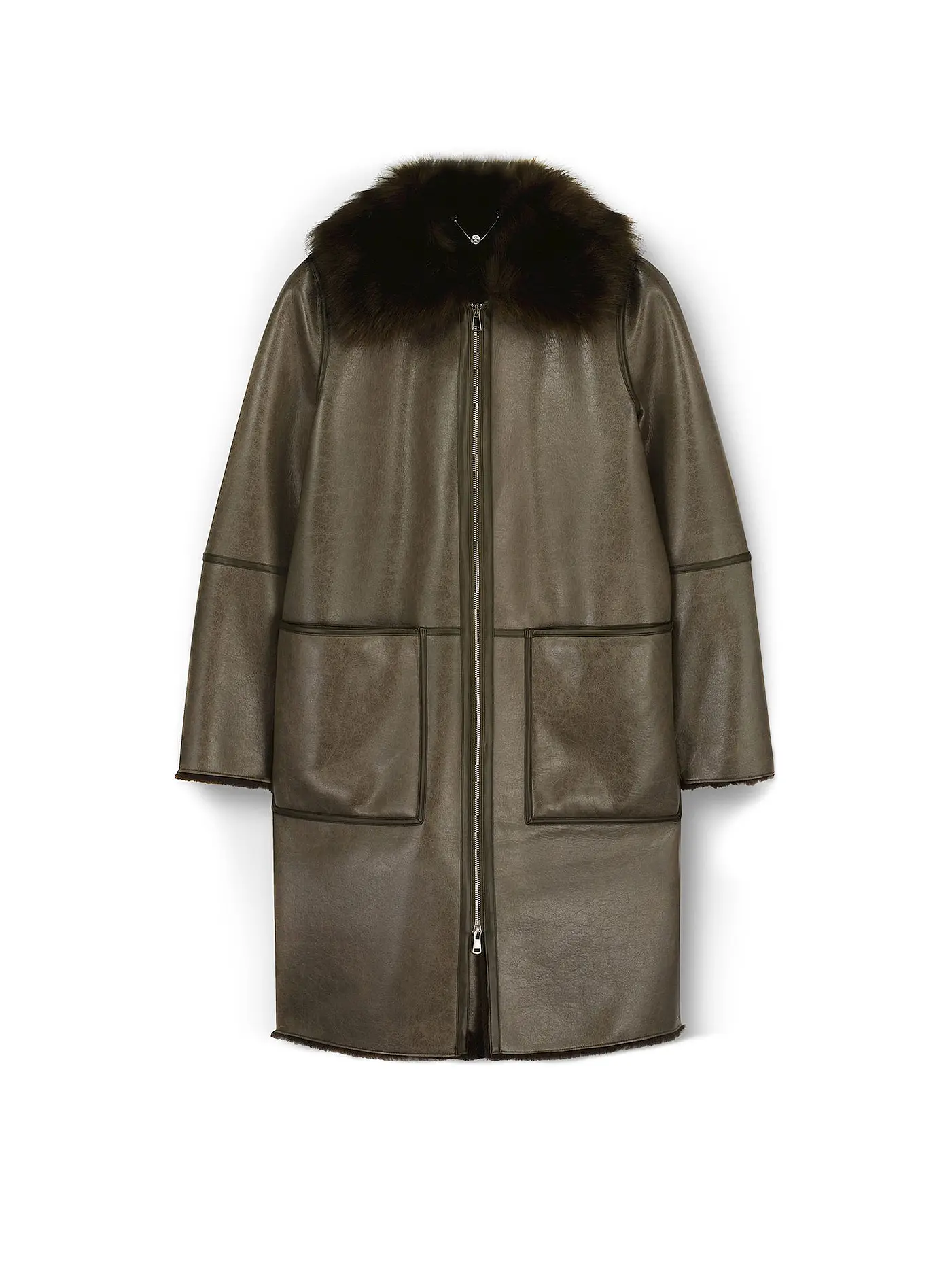 RINO&PELLE | Mantel in Lederoptik NICHA | olive