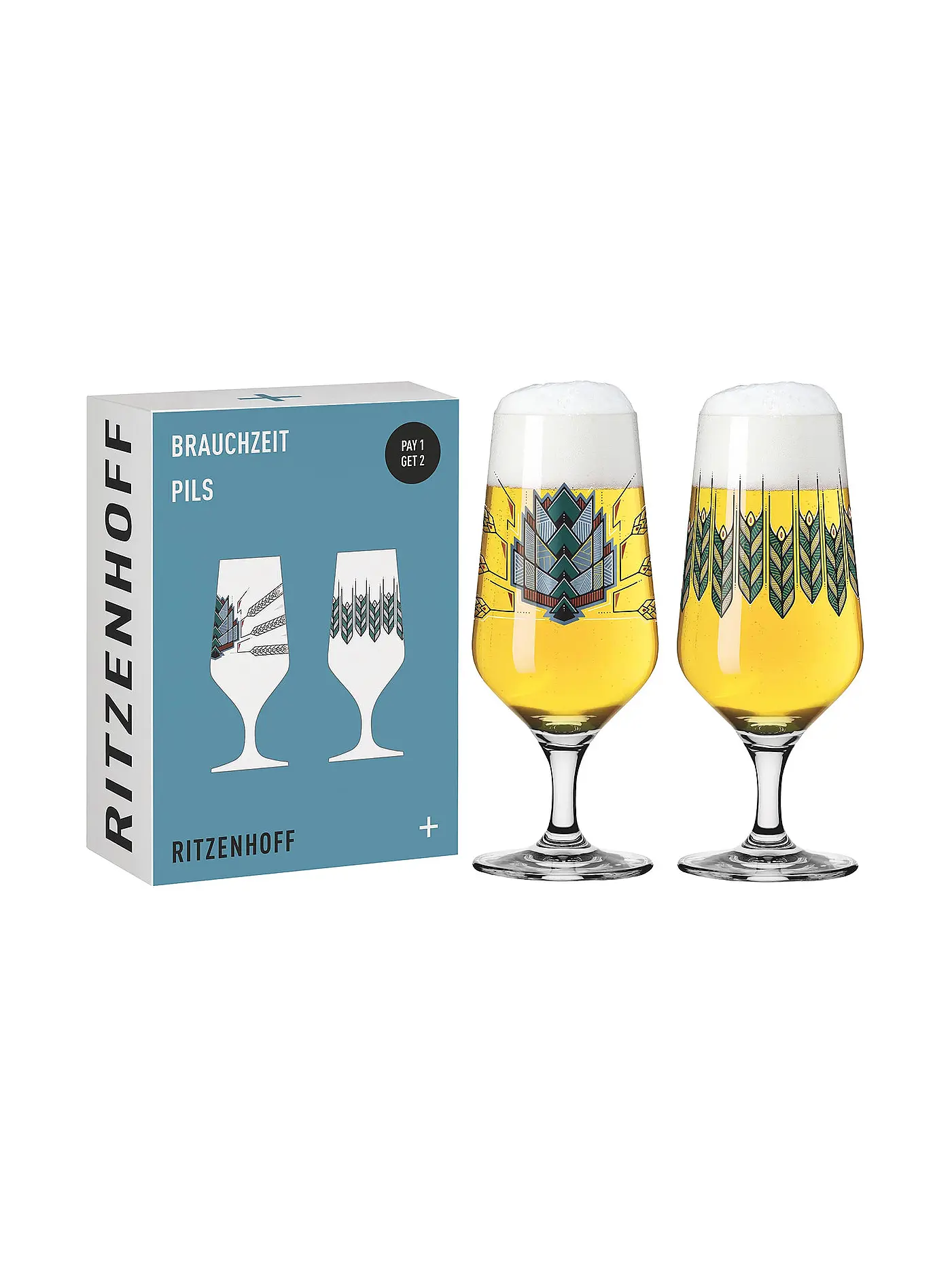 RITZENHOFF | Bierglas 2er Set Brauchzeit Andreas Preis 2023 | hellblau