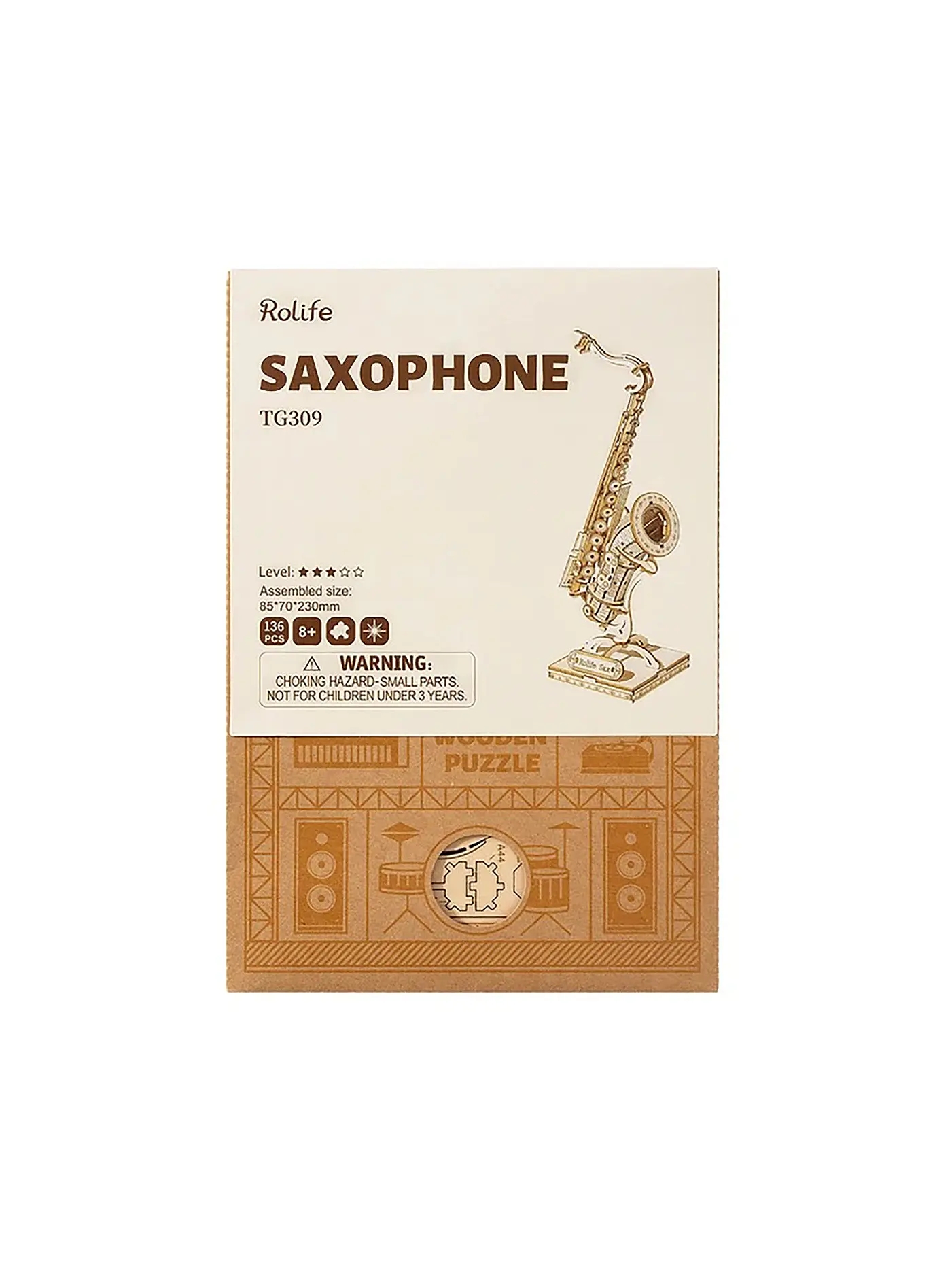 ROBOTIME | 3D Puzzle Saxophone DIY | keine Farbe