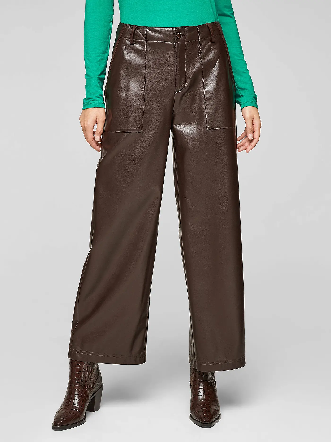 S.OLIVER | Culotte in Lederoptik  | braun