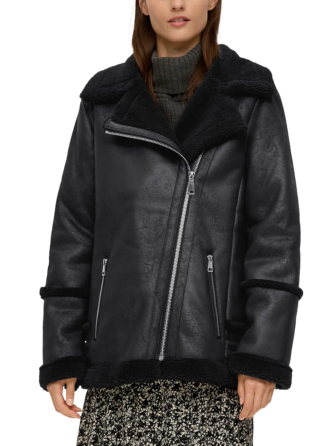 S.OLIVER | Jacke in Lederoptik | schwarz