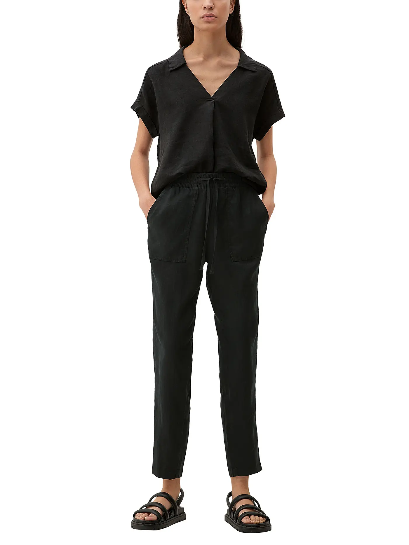 S.OLIVER | Leinenhose  | schwarz