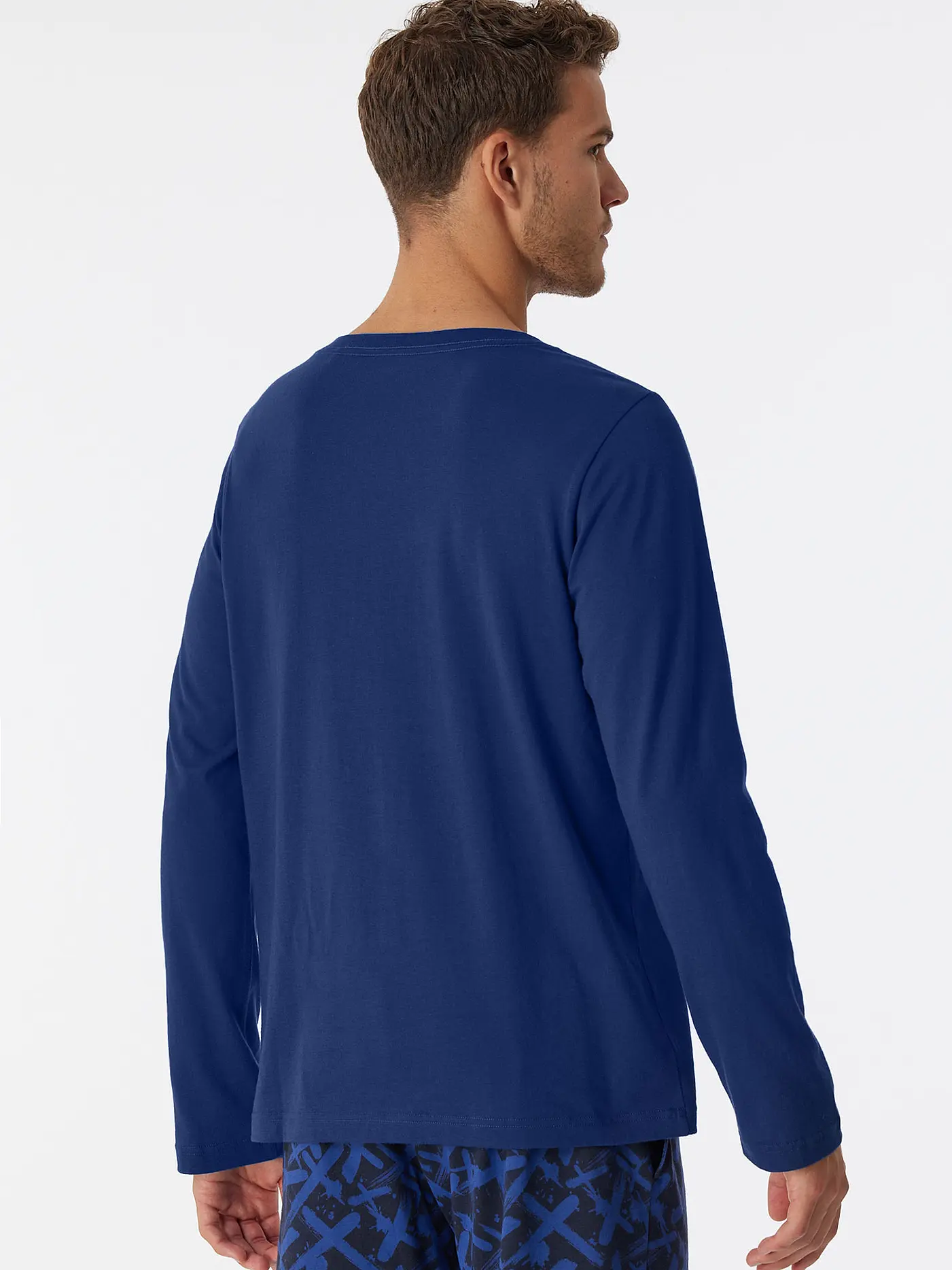 SCHIESSER | Pyjama Langarmshirt  | blau