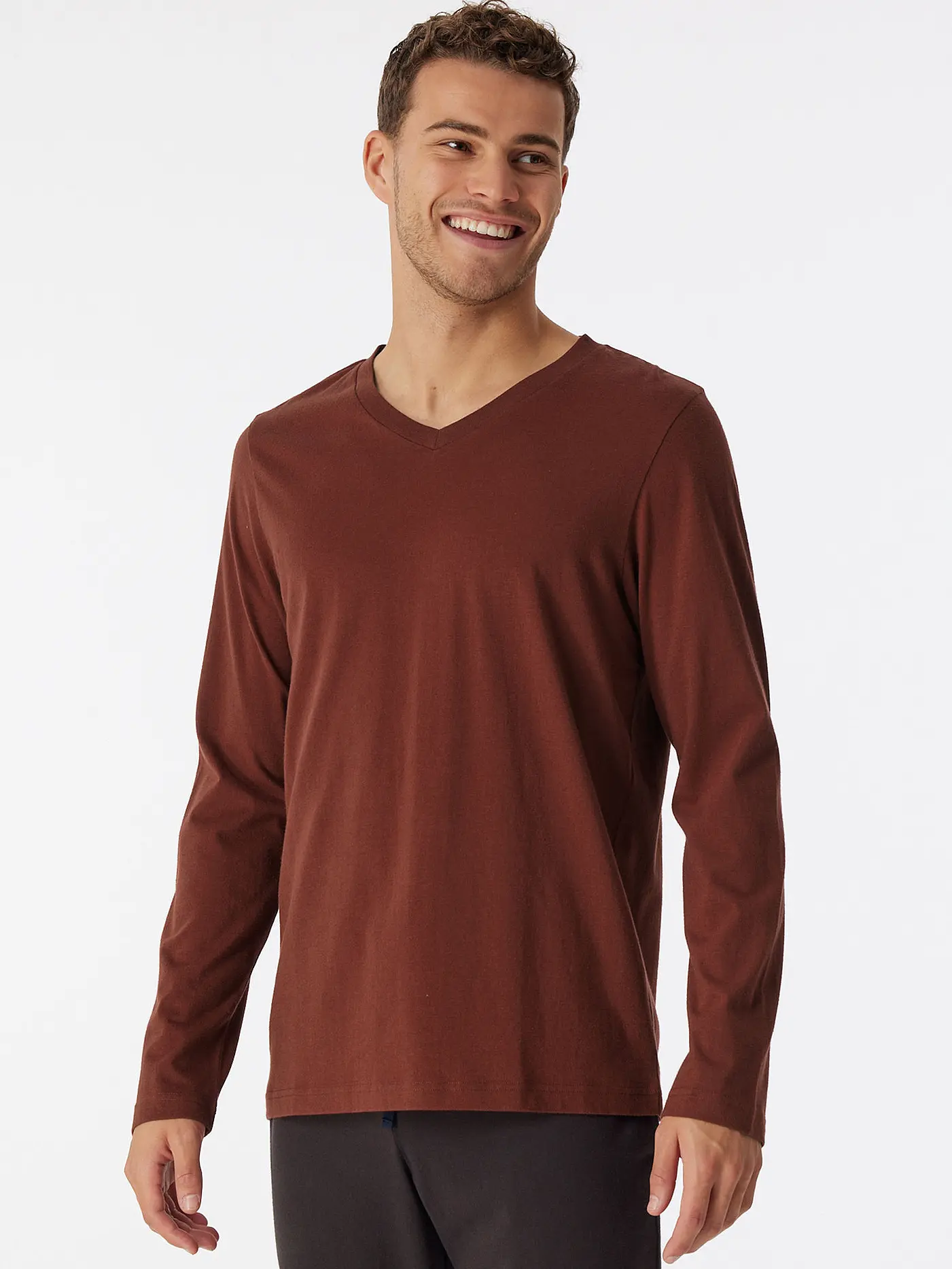 SCHIESSER | Pyjama Langarmshirt  | dunkelrot