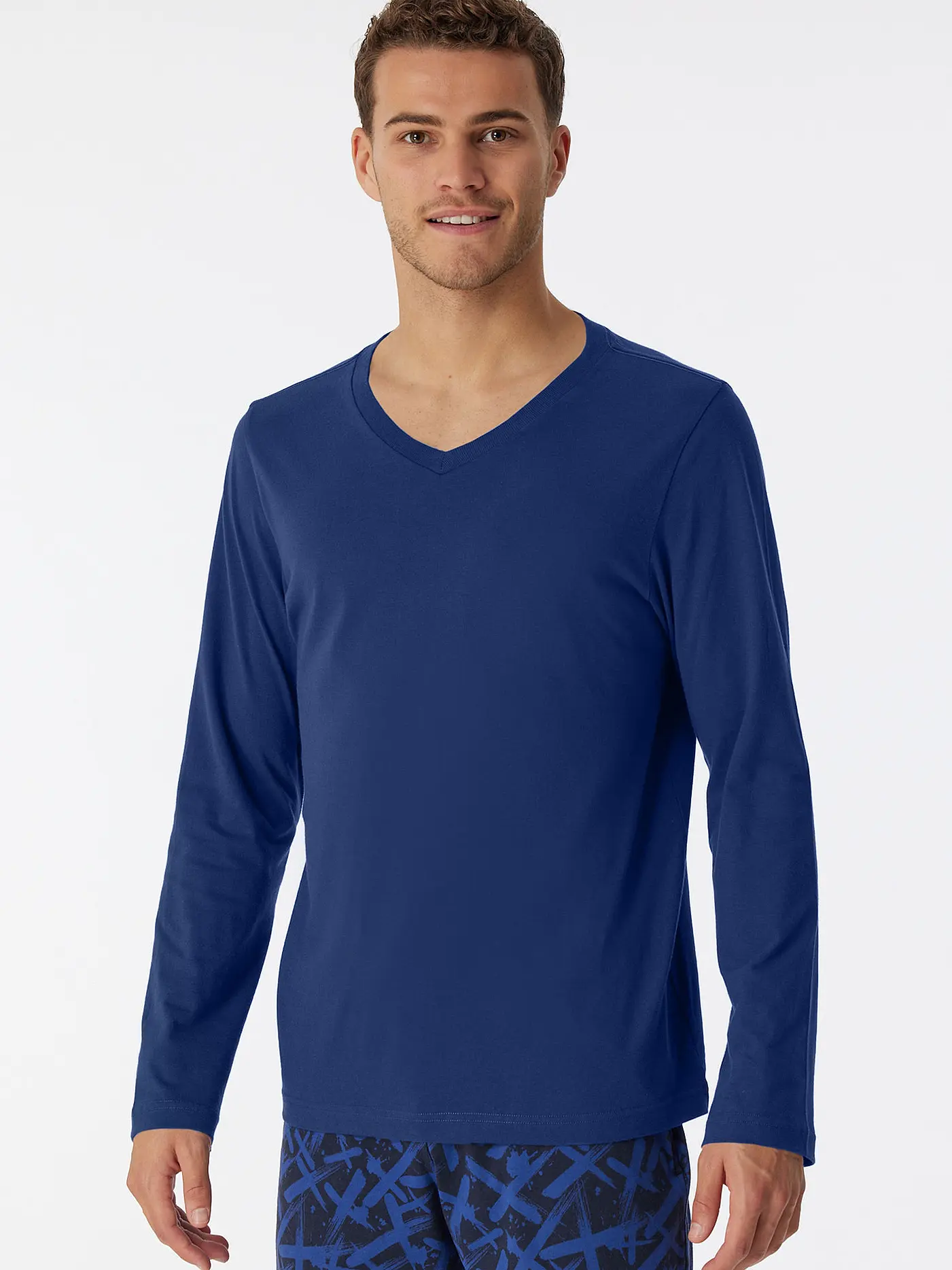 SCHIESSER | Pyjama Langarmshirt  | blau