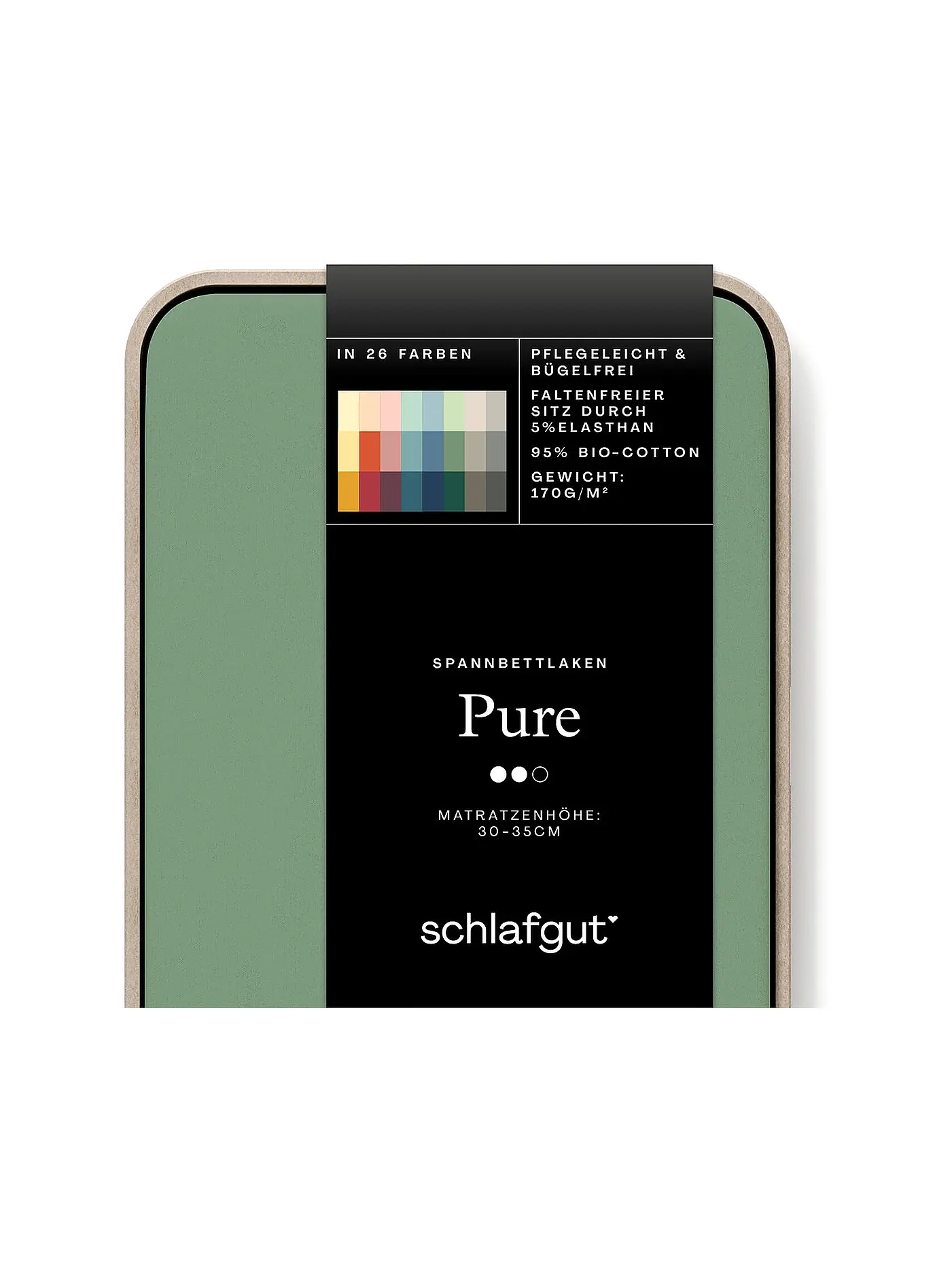 SCHLAFGUT | Jersey Spannleintuch PURE 90x200cm Grey Light S  | grün