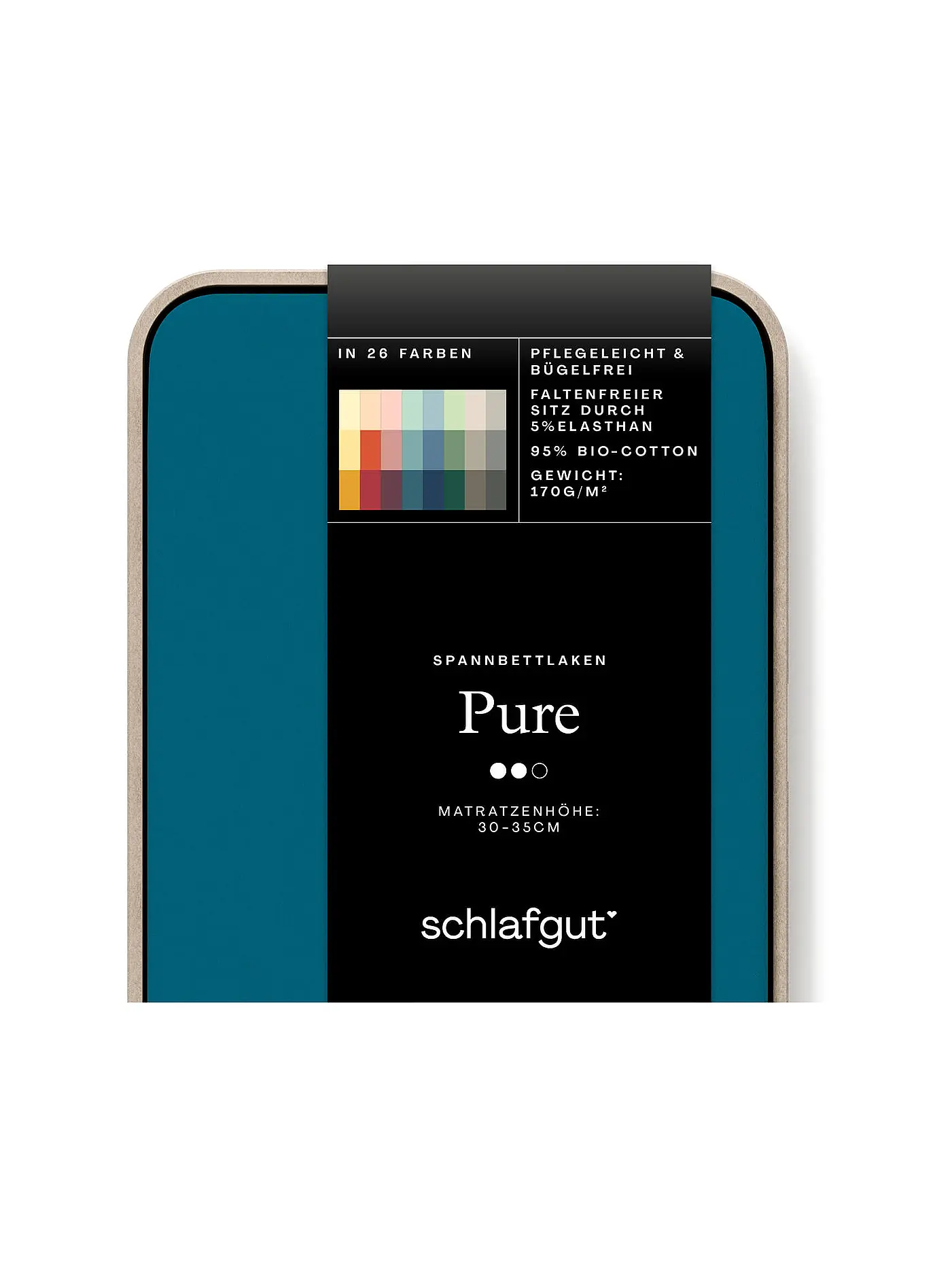 SCHLAFGUT | Jersey Spannleintuch PURE 90x200cm Grey Light S  | petrol