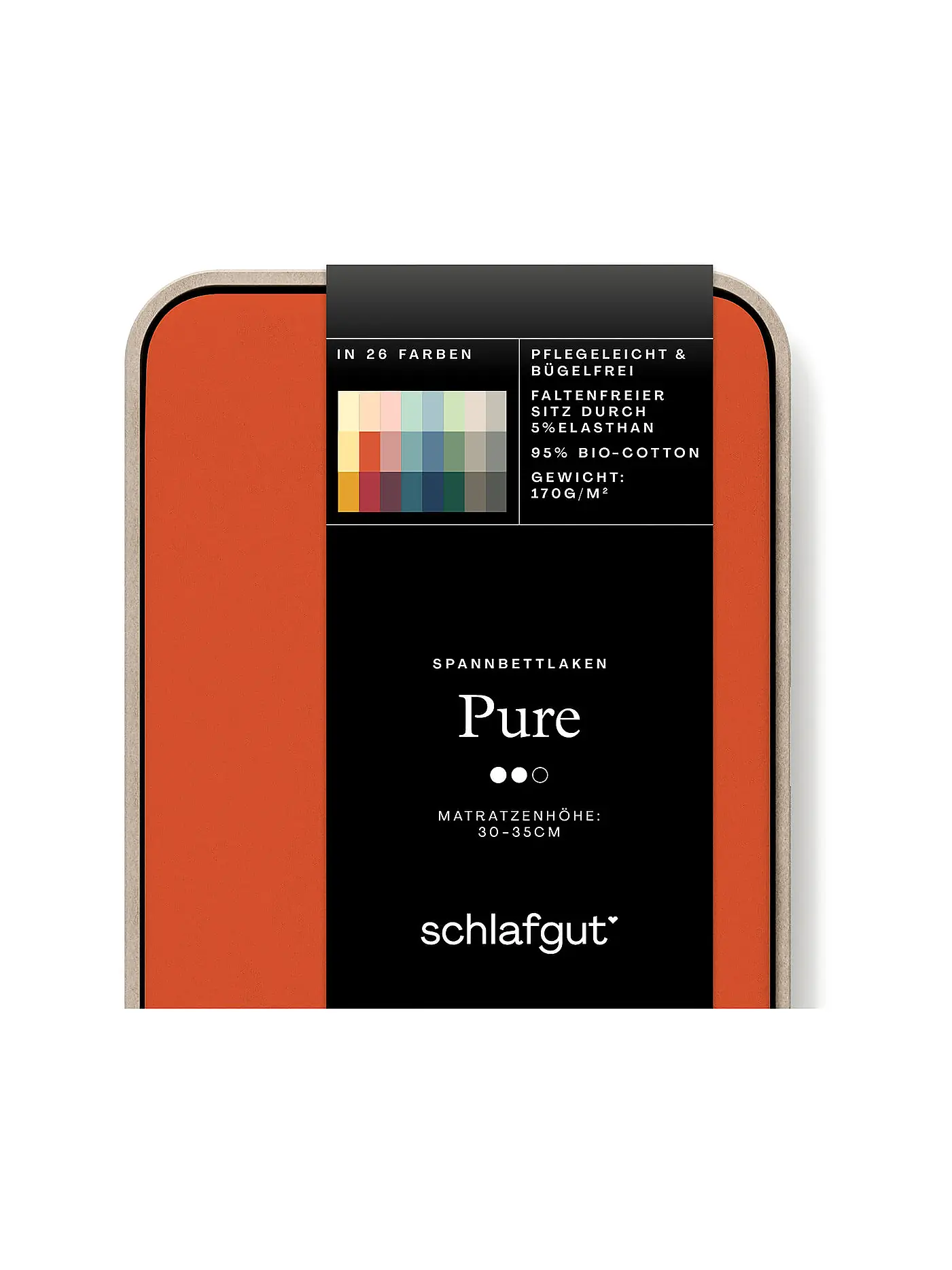 SCHLAFGUT | Jersey Spannleintuch PURE 90x200cm Grey Light S  | orange