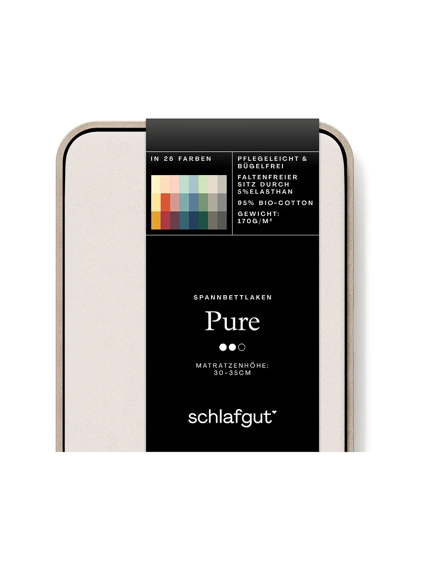 SCHLAFGUT | Jersey Spannleintuch PURE 90x200cm Grey Light S  | beige