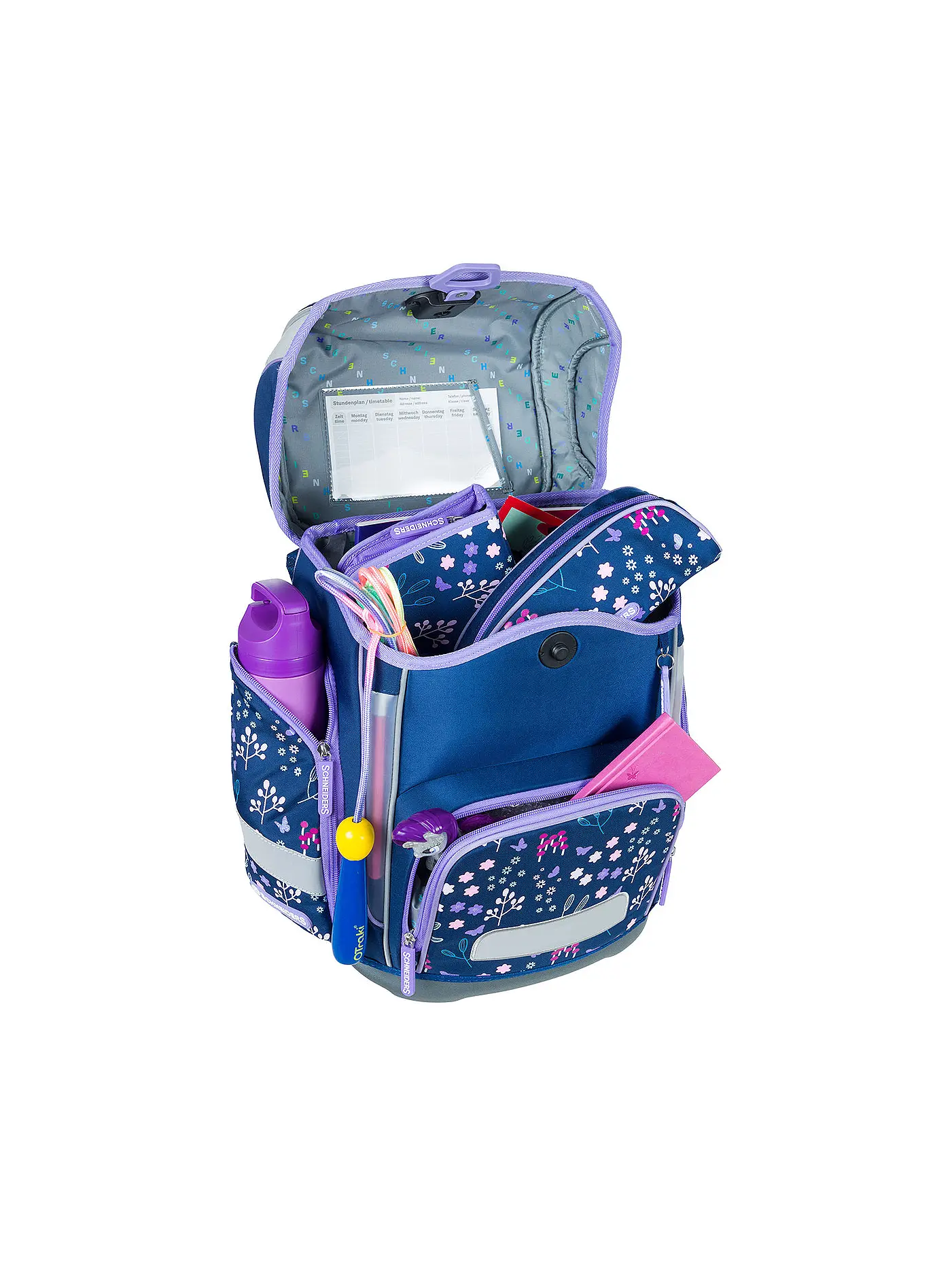 SCHNEIDERS | Schultaschen Set Ergolite 9tlg Bloom | dunkelblau