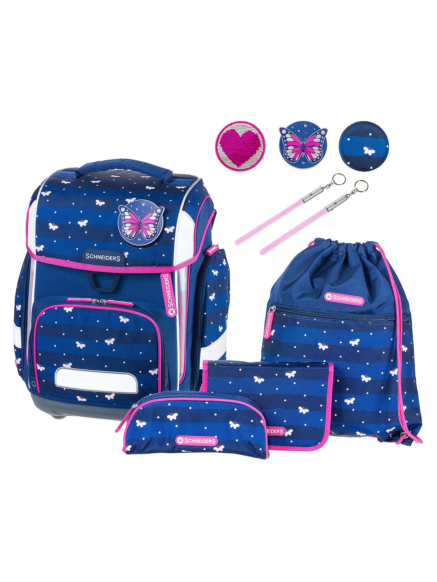 SCHNEIDERS | Schultaschen Set Ergolite 9tlg Lucky Girl | dunkelblau