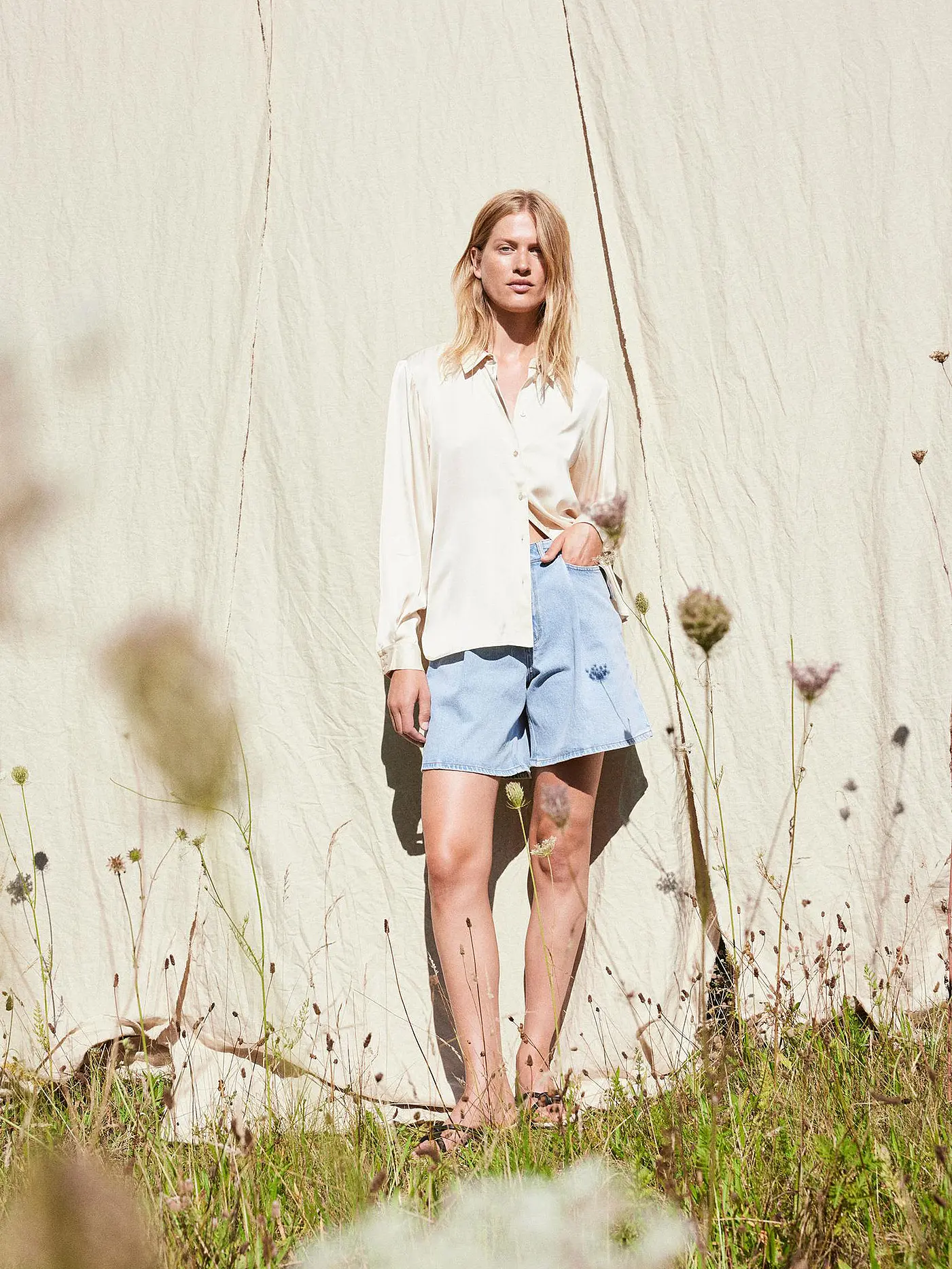SELECTED FEMME | Jeans Bermuda | hellblau