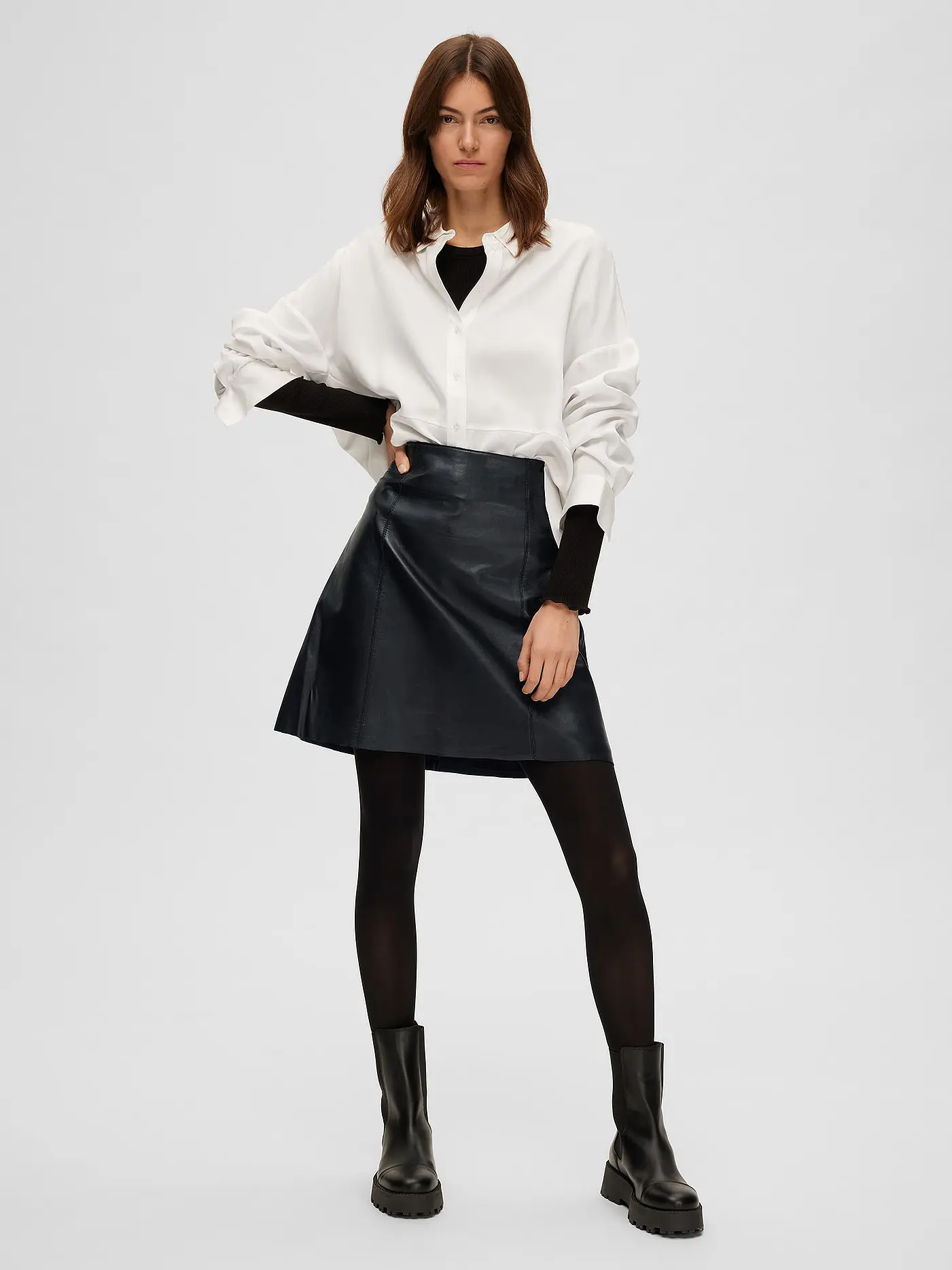 SELECTED FEMME | Lederrock | schwarz