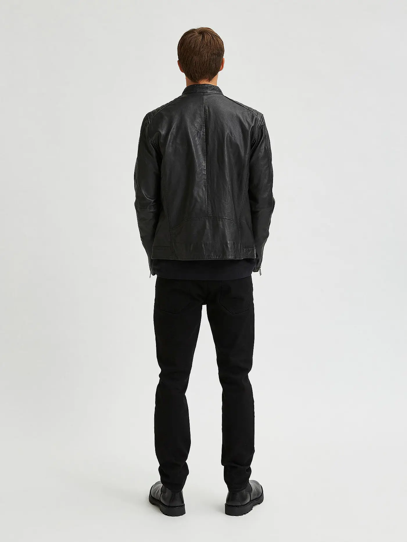 SELECTED | Lederjaccke " SLHICONIC  " | schwarz