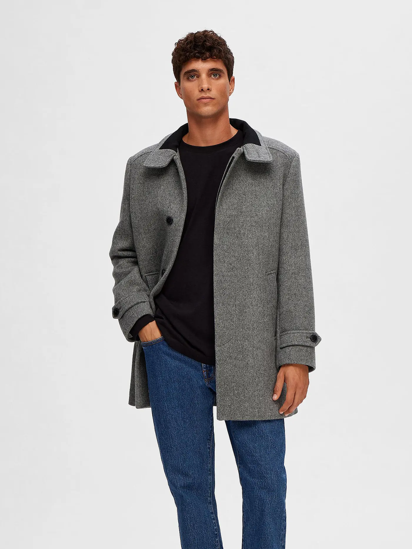 SELECTED | Wollmantel SLH REUBEN | hellgrau