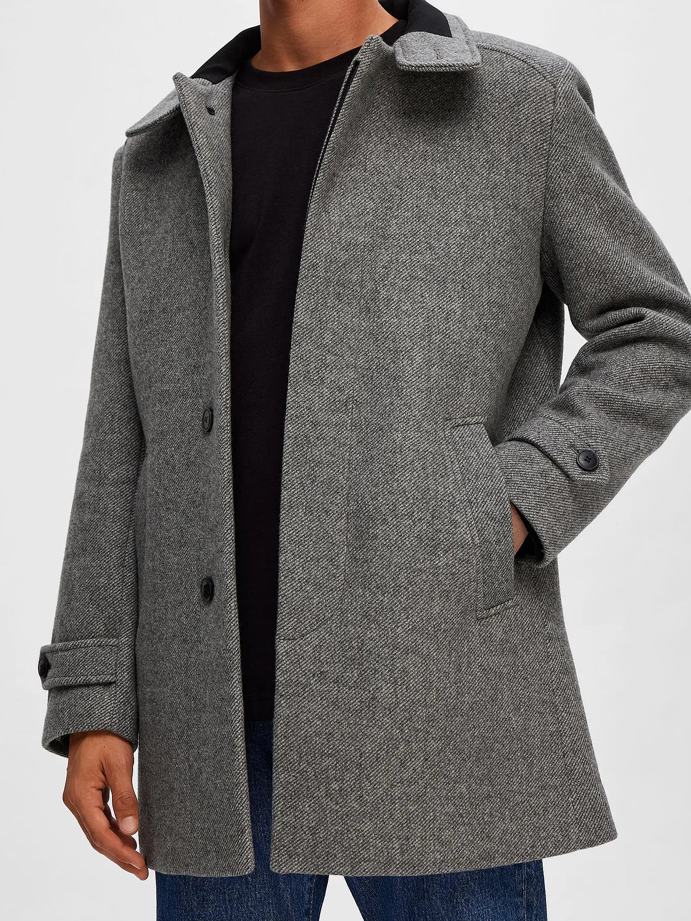 SELECTED | Wollmantel SLH REUBEN | hellgrau