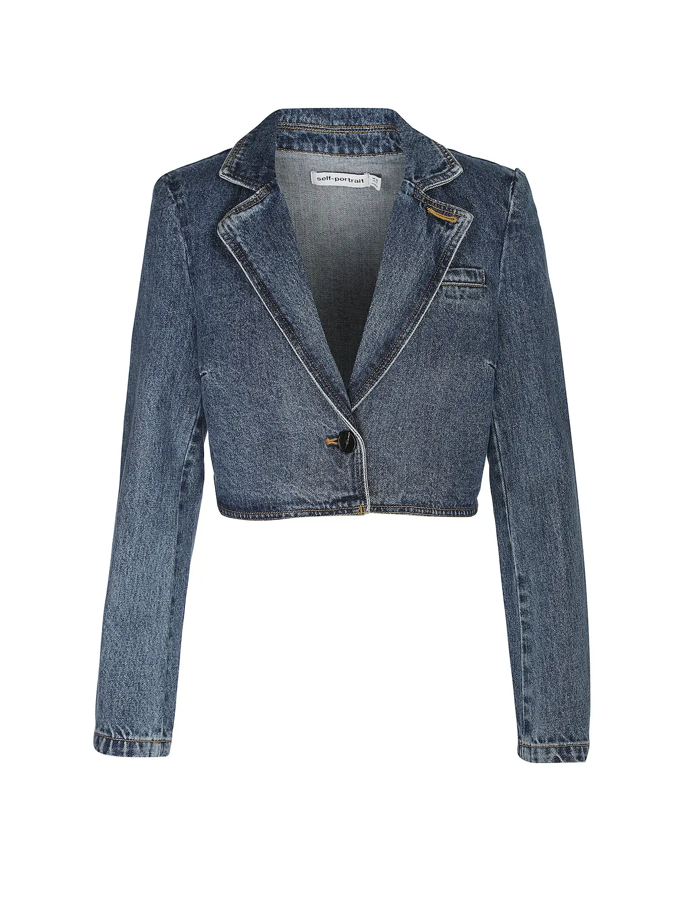 SELF-PORTRAIT | Jeansjacke Cropped Fit | blau