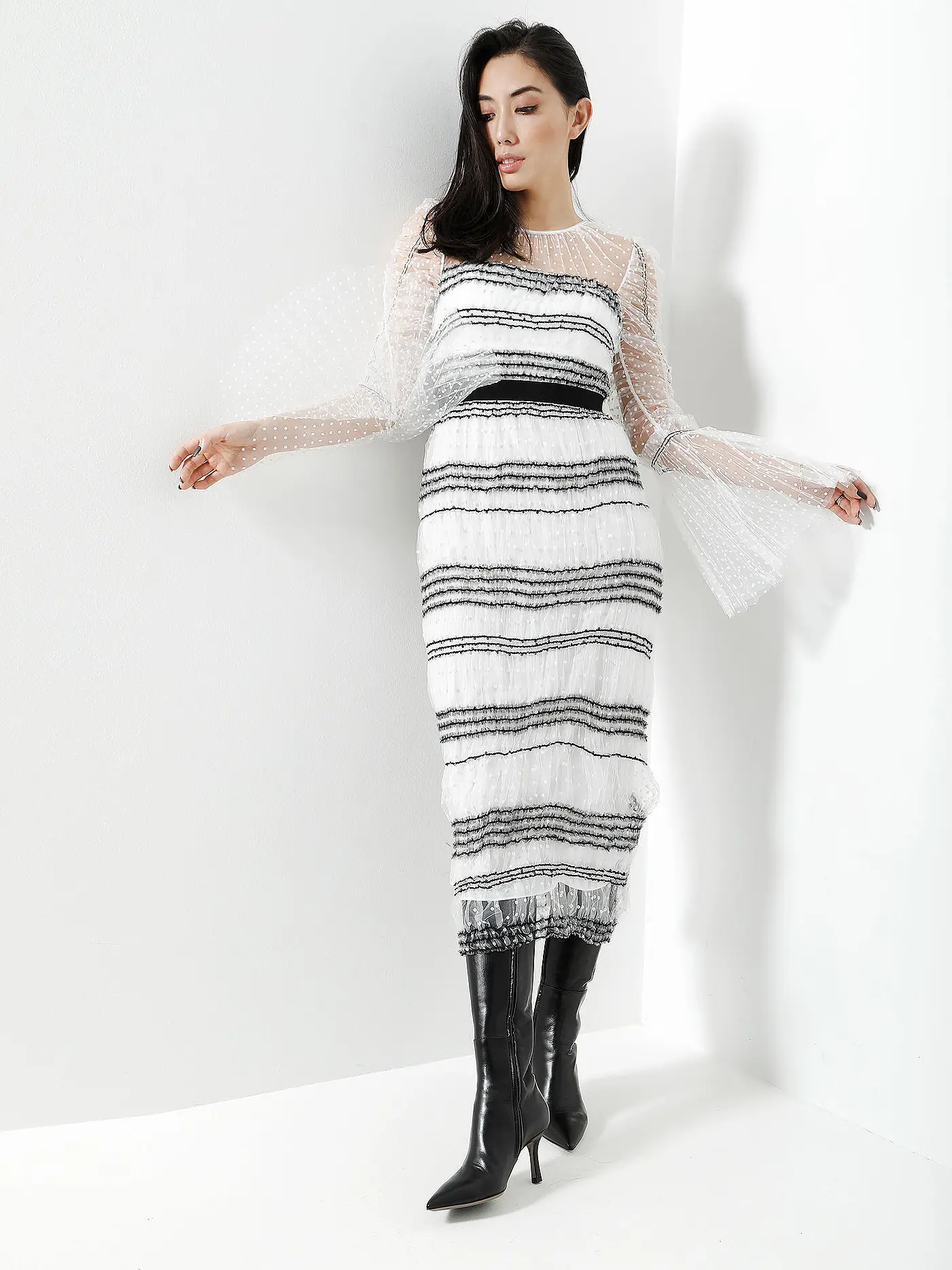 SELF-PORTRAIT | Midikleid | weiss