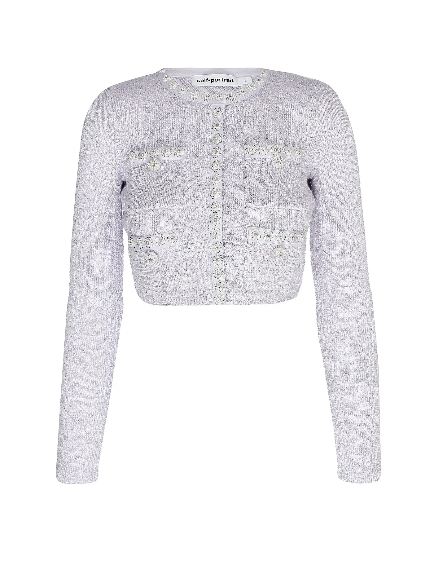 SELF-PORTRAIT | Strickjacke Cropped Fit | lila