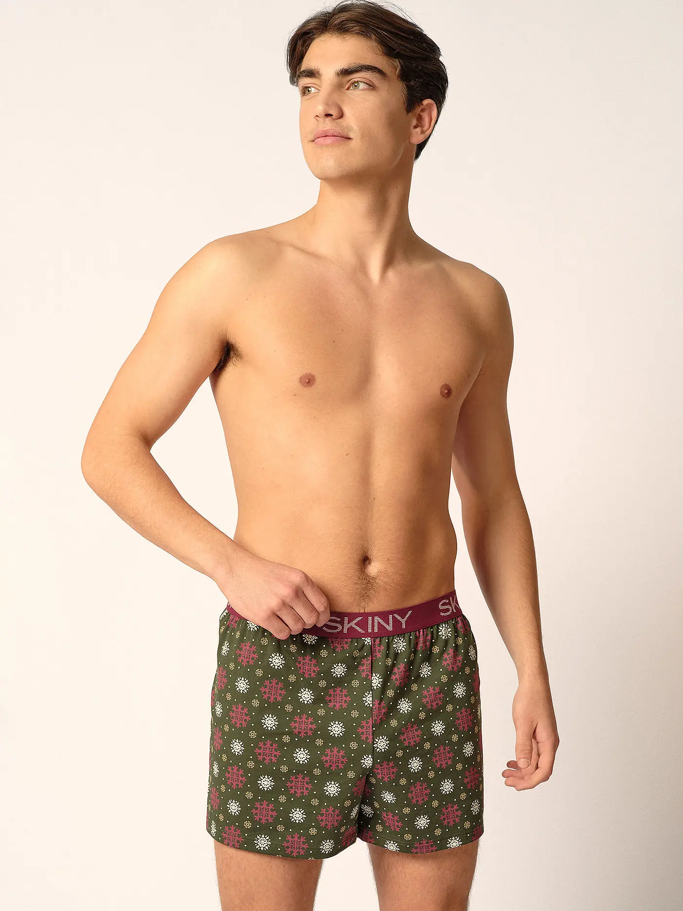 SKINY | Boxershort rosemary snowflakes | olive