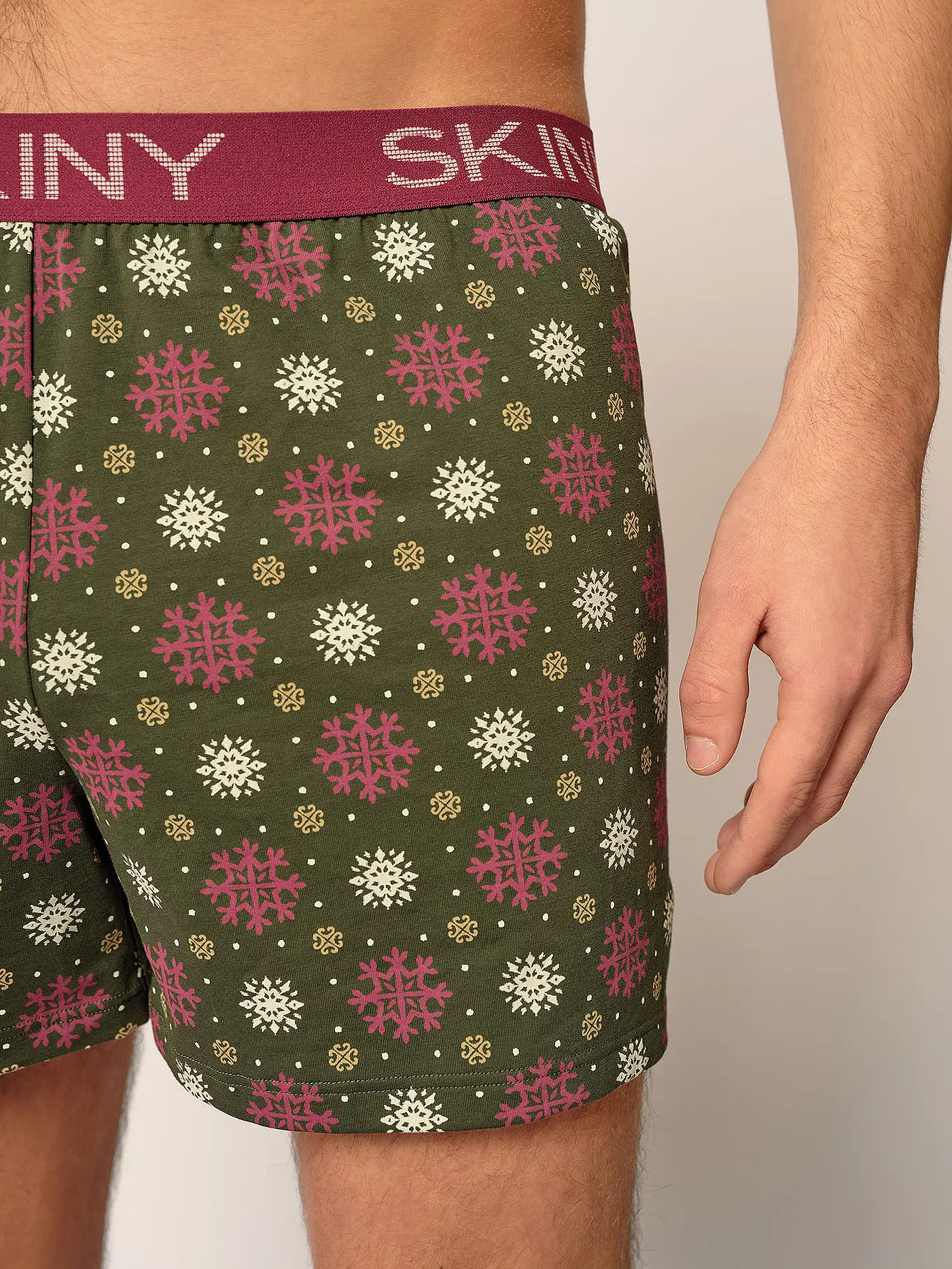 SKINY | Boxershort rosemary snowflakes | olive
