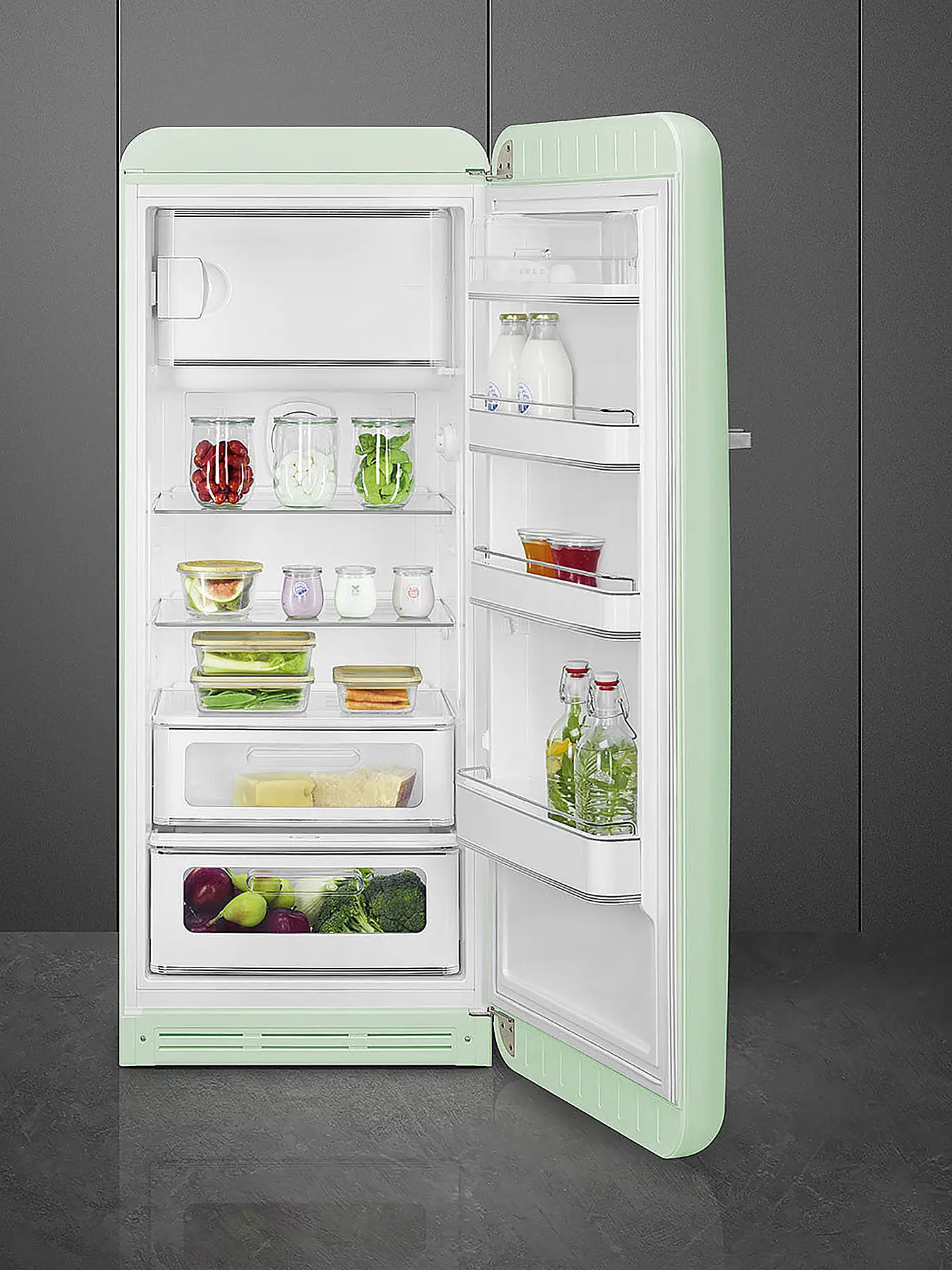 SMEG | Kühlschrank mit Gefrierfach 50s Retro Style Pastellgrün FAB28RPG5 | hellgrün