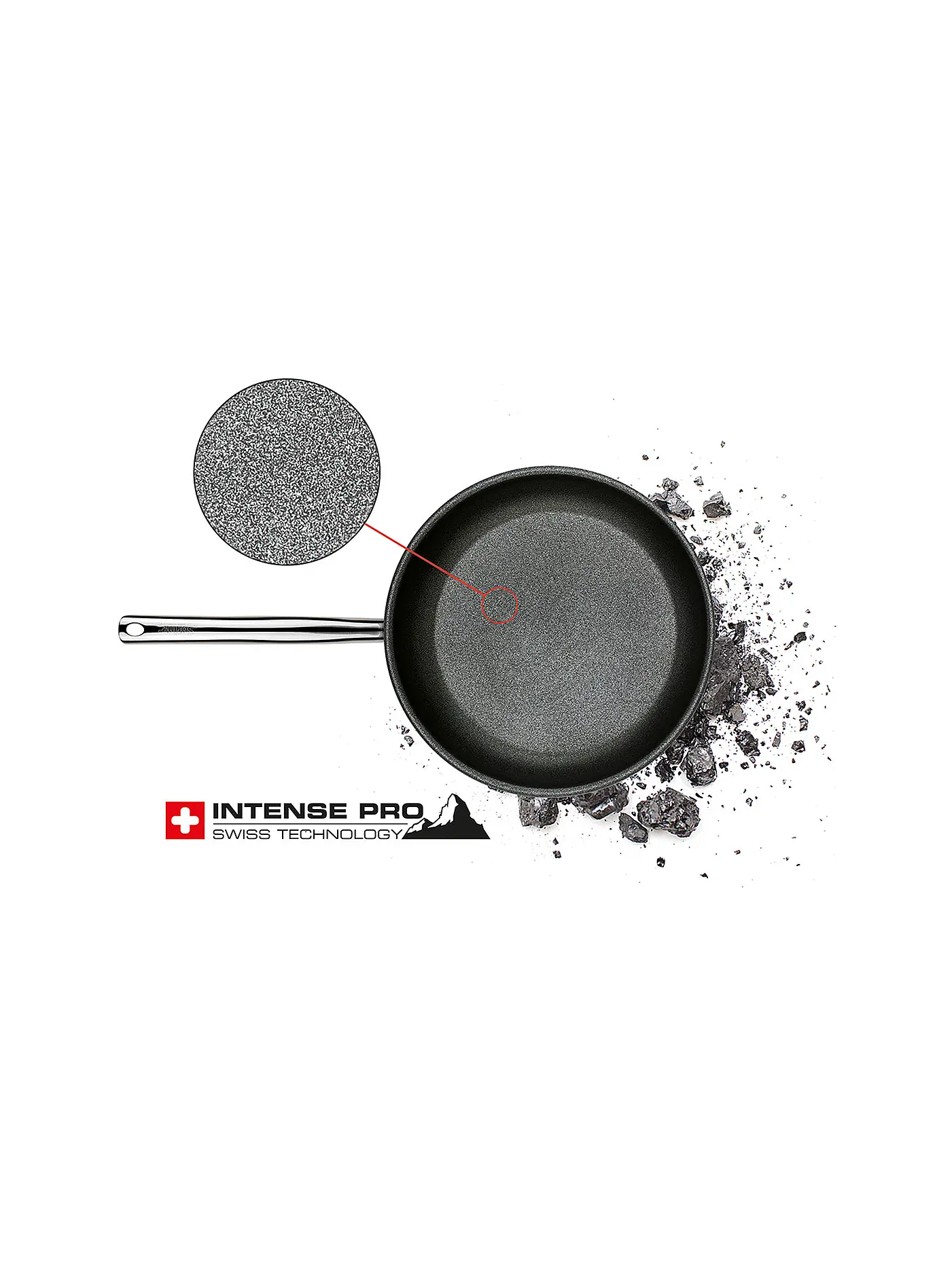 SPRING | Bratpfanne XL hoch 28 cm VULCANO INTENSE PRO Edelstahl / Antihaft | silber