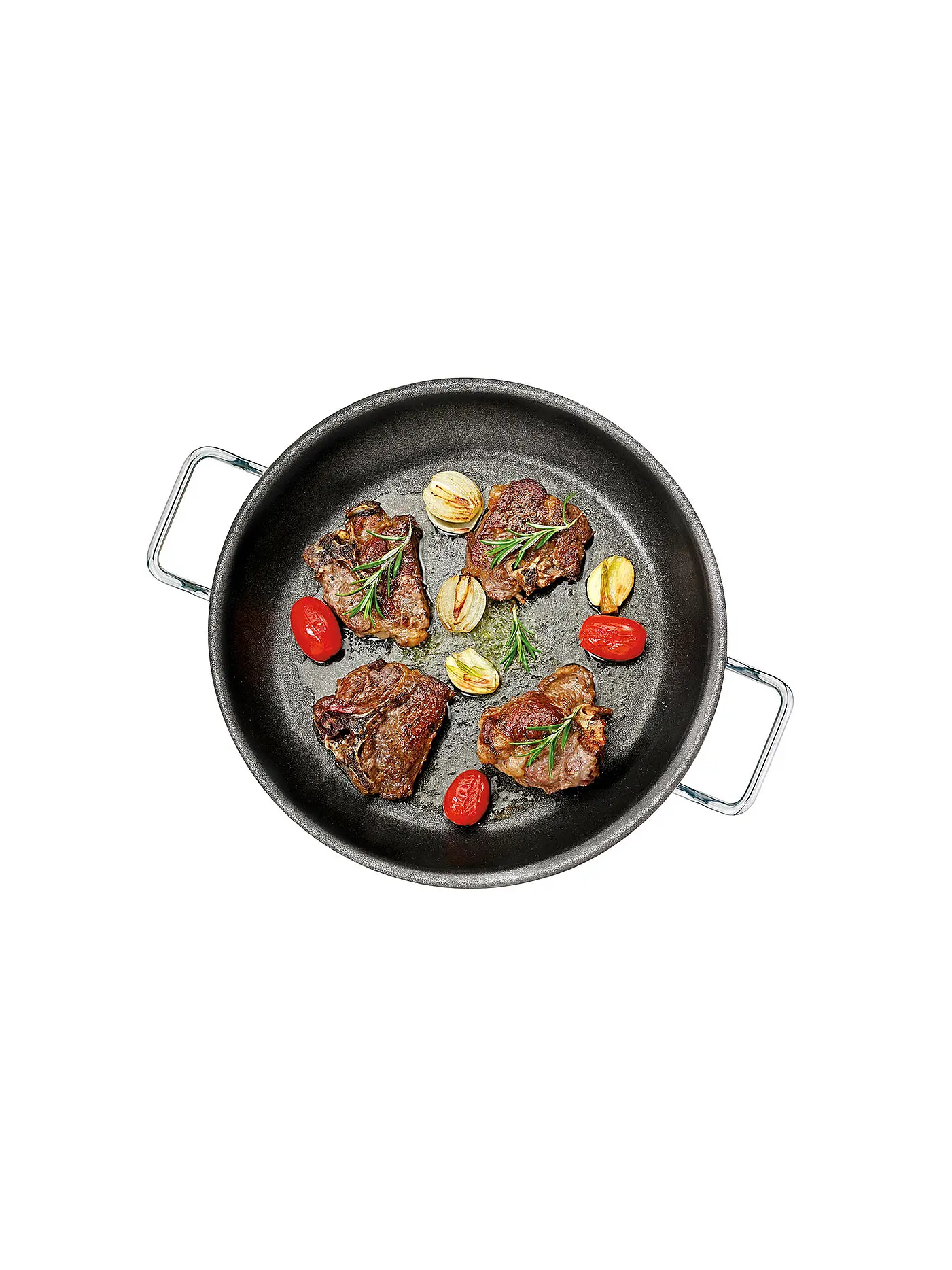 SPRING | Servierpfanne XL hoch 28 cm VULCANO INTENSE PRO Edelstahl Antihaft | silber