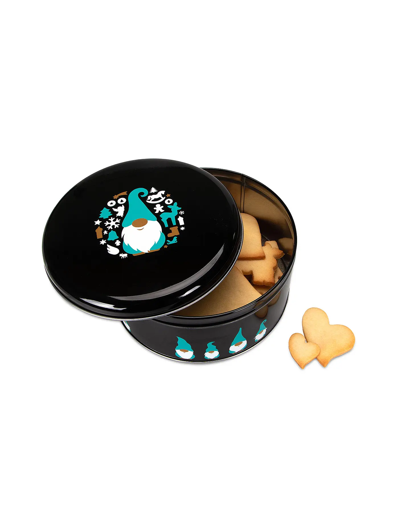 STAEDTER | Keksdose - Gebäckdose Weihnachtswichtel 16,5cm Schwarz / Türkis | schwarz