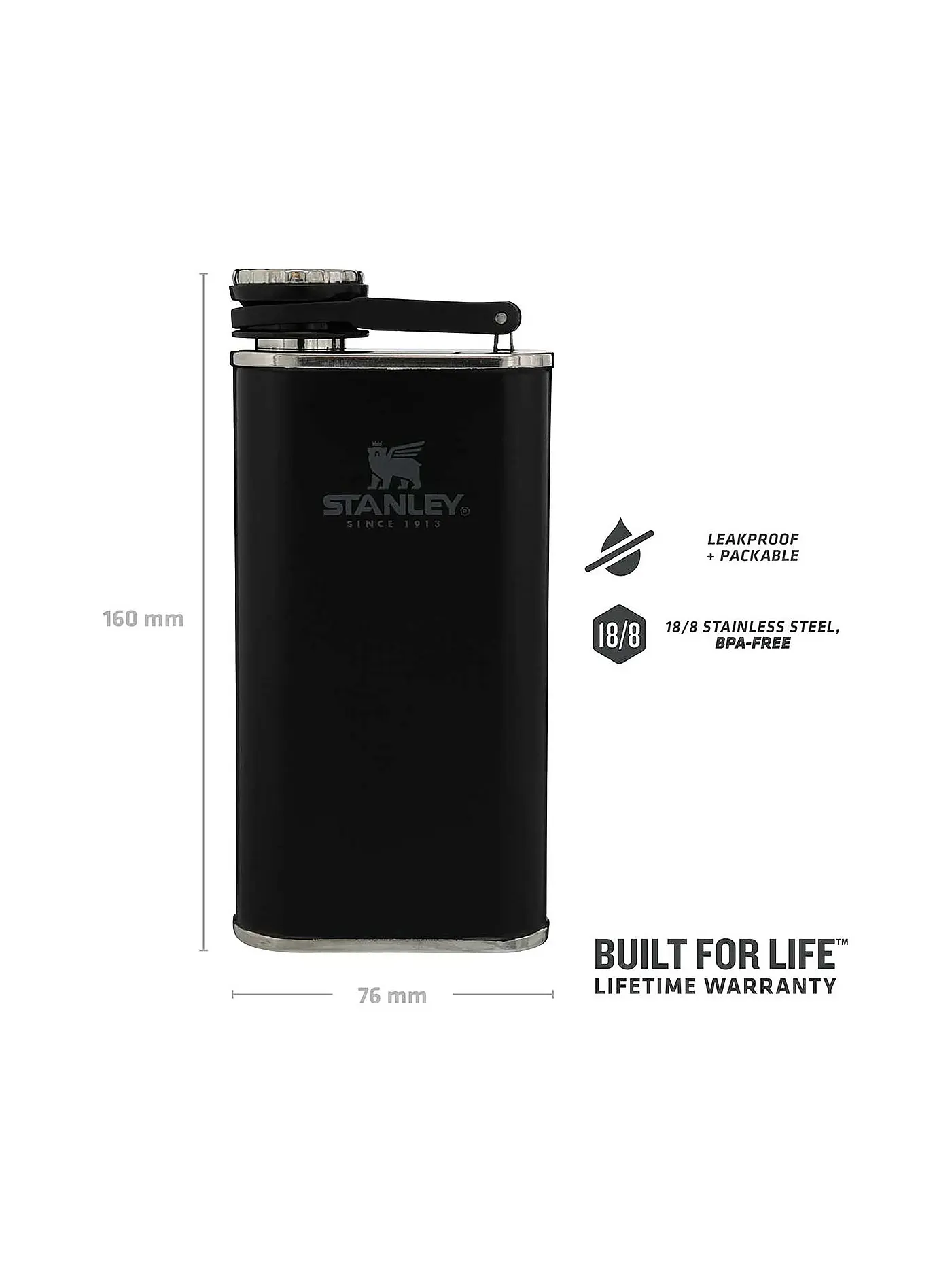 STANLEY | Flachmann Classic Flask 0,23l Schwarz | schwarz