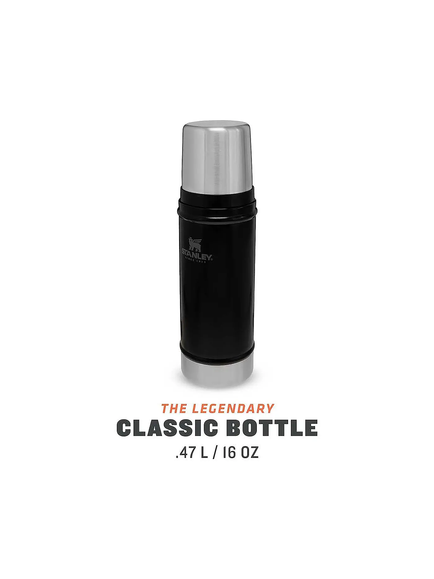STANLEY | Isolierflasche - Thermosflasche Classic Legendary Bottle 0,47l Schwarz | schwarz