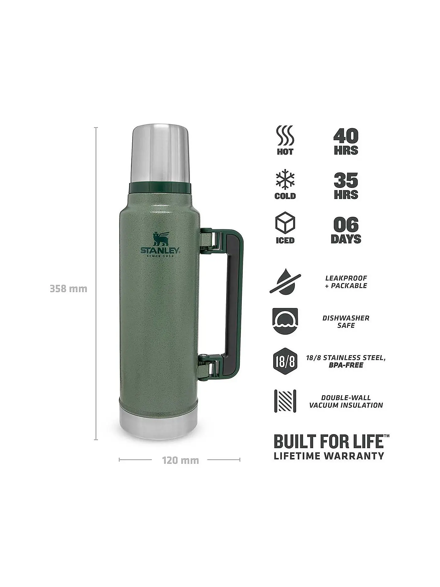 STANLEY | Isolierflasche - Thermosflasche Classic Legendary Bottle 1,4l Grün | olive