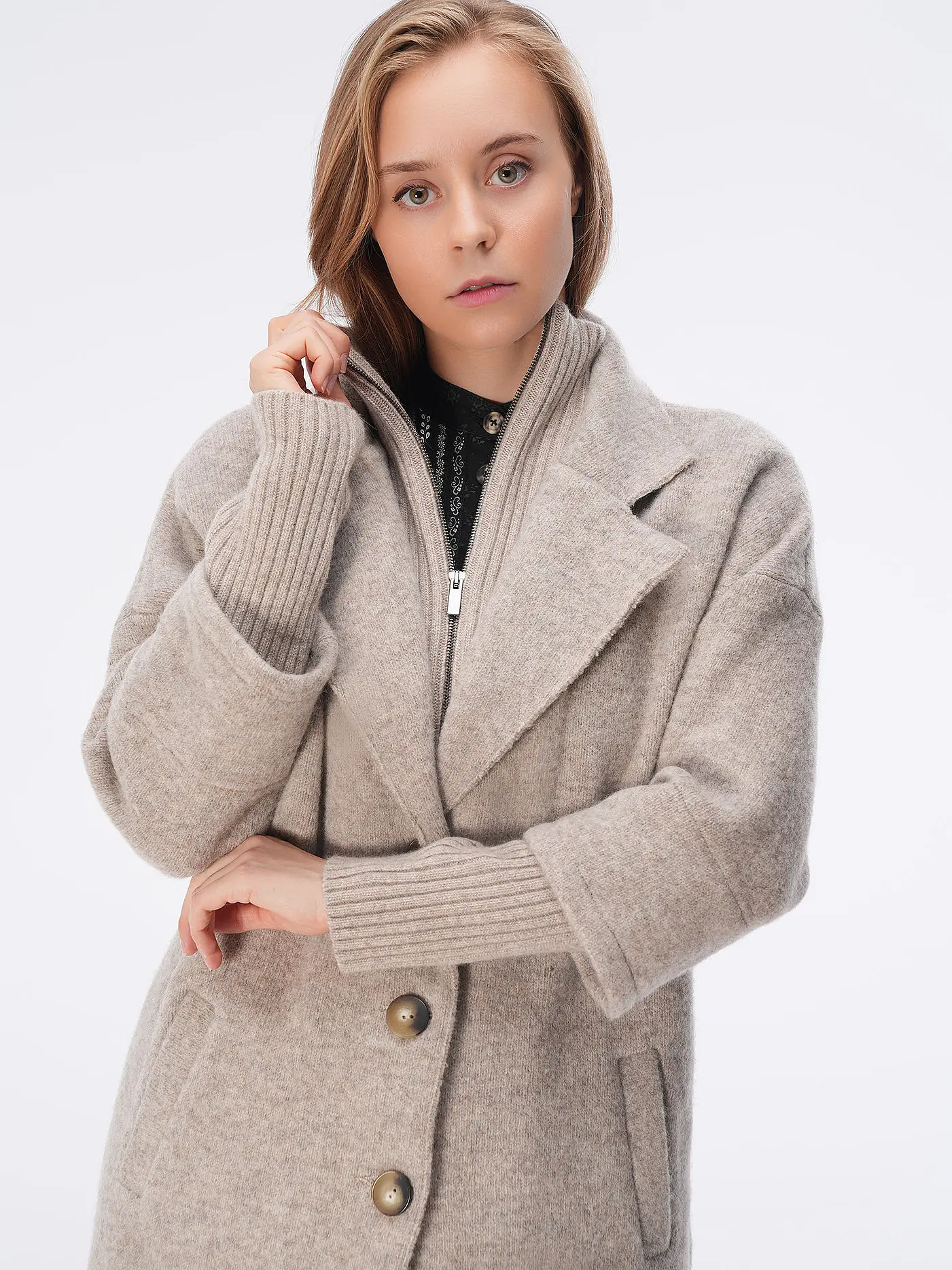 STAPF | Wollmantel Relaxed Fit ANIELA  | beige