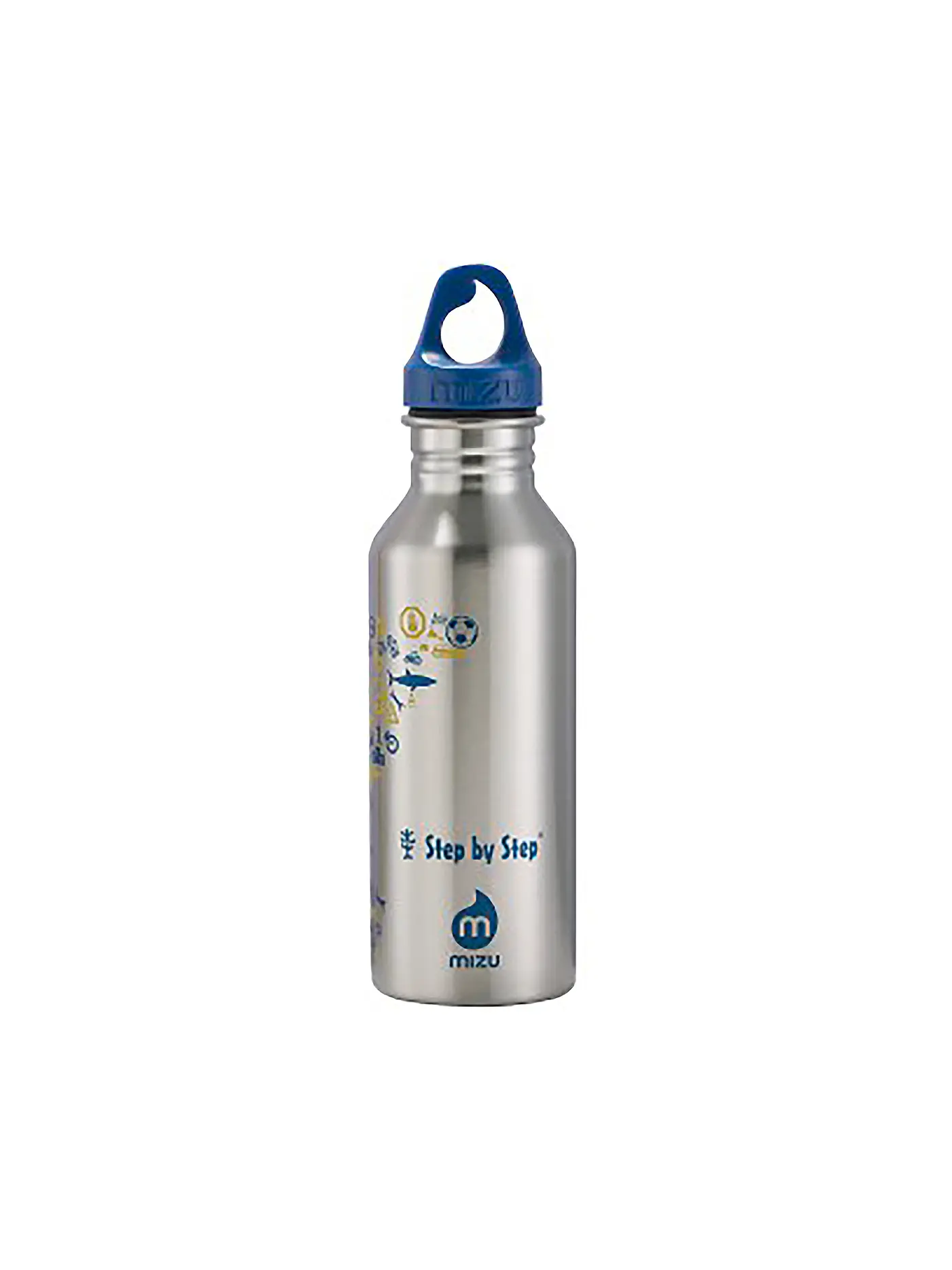 STEP BY STEP | Edelstahl Trinkflasche 500ml Blue & Yellow | silber