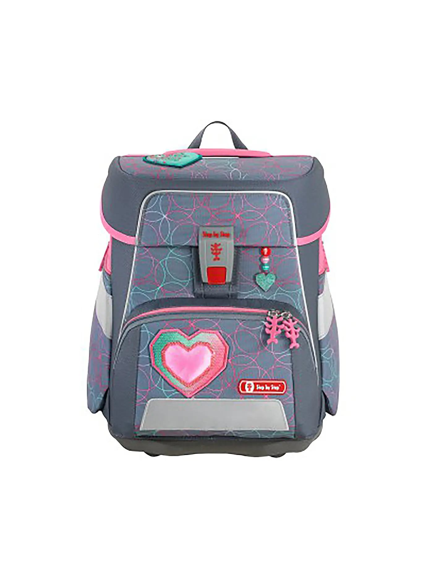 STEP BY STEP | Schultaschen Set 5tlg SPACE Glitter Heart | grau