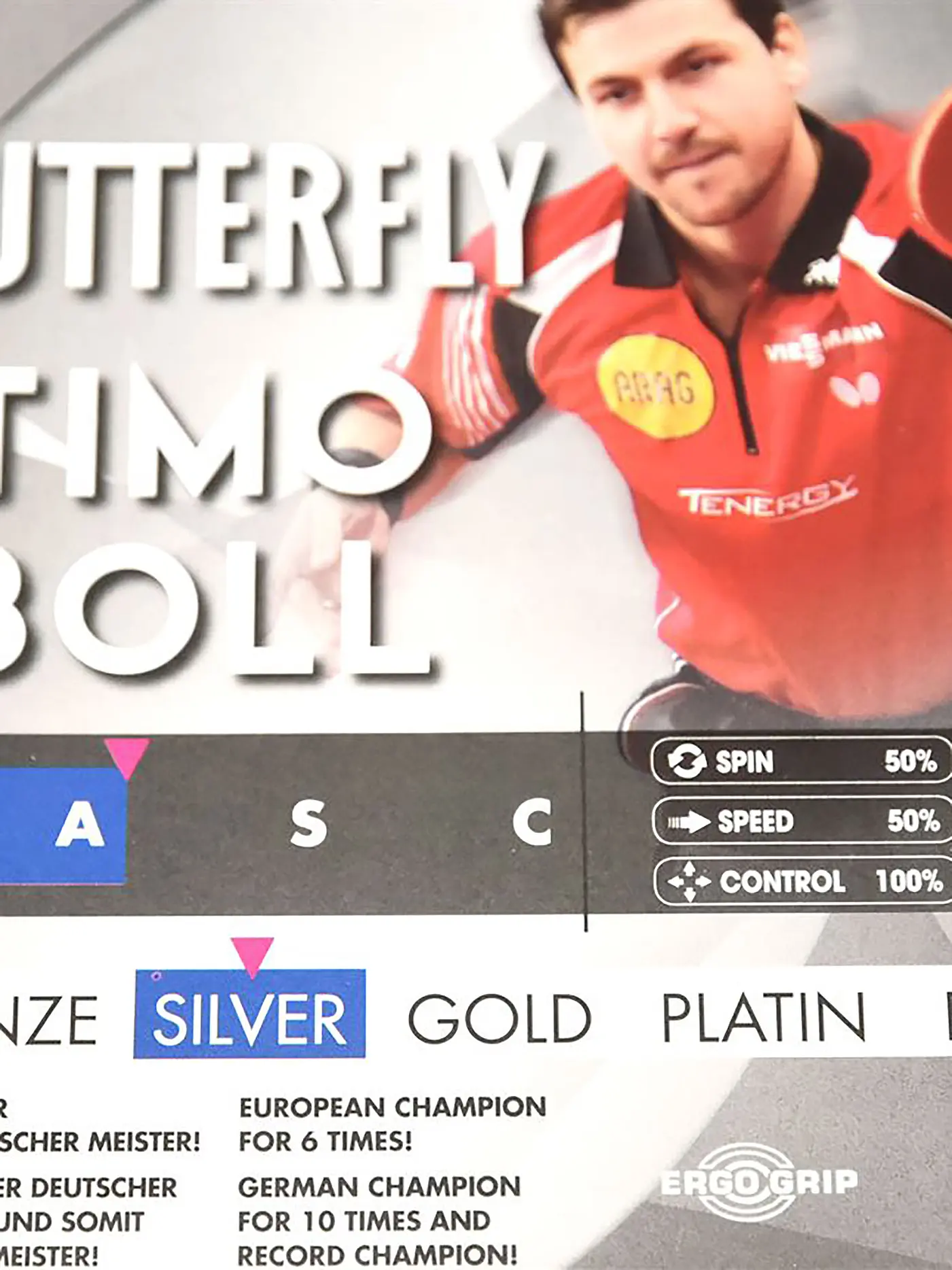SUNFLEX | Tischtennis Schläger Butterfly TIMO BOLL SILVER | silber