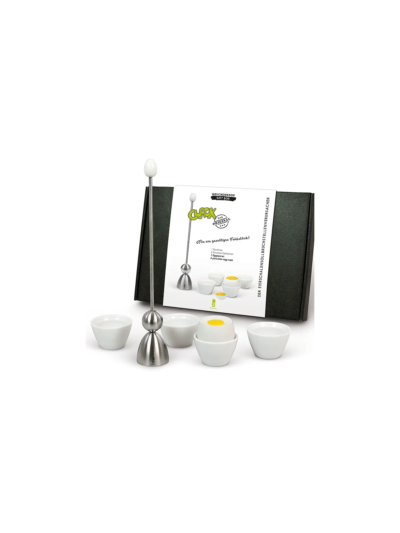 TAKE2 | Eier­schalen­soll­bruch­stellen­verursacher - Ei Clack Geschenkbox | weiss