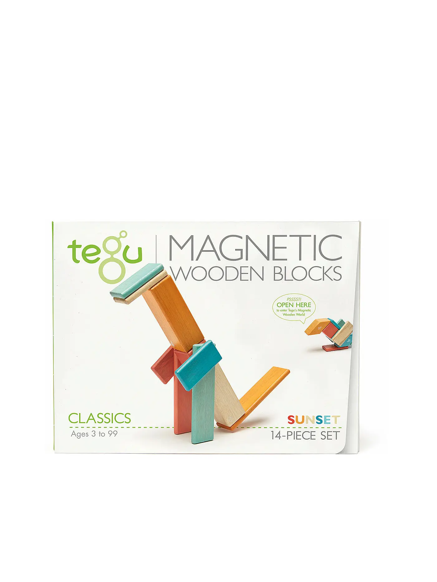 TEGU | 14 Magnetische Holzbausteine orange blau | keine Farbe