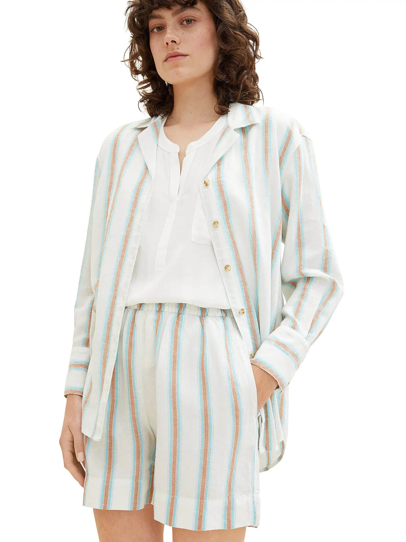 TOM TAILOR | Leinenshorts | creme