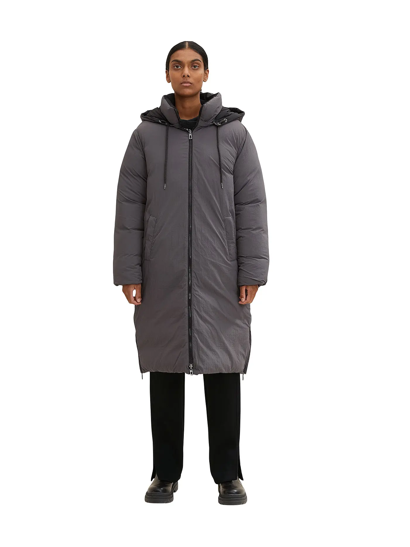 TOM TAILOR | Steppmantel | schwarz