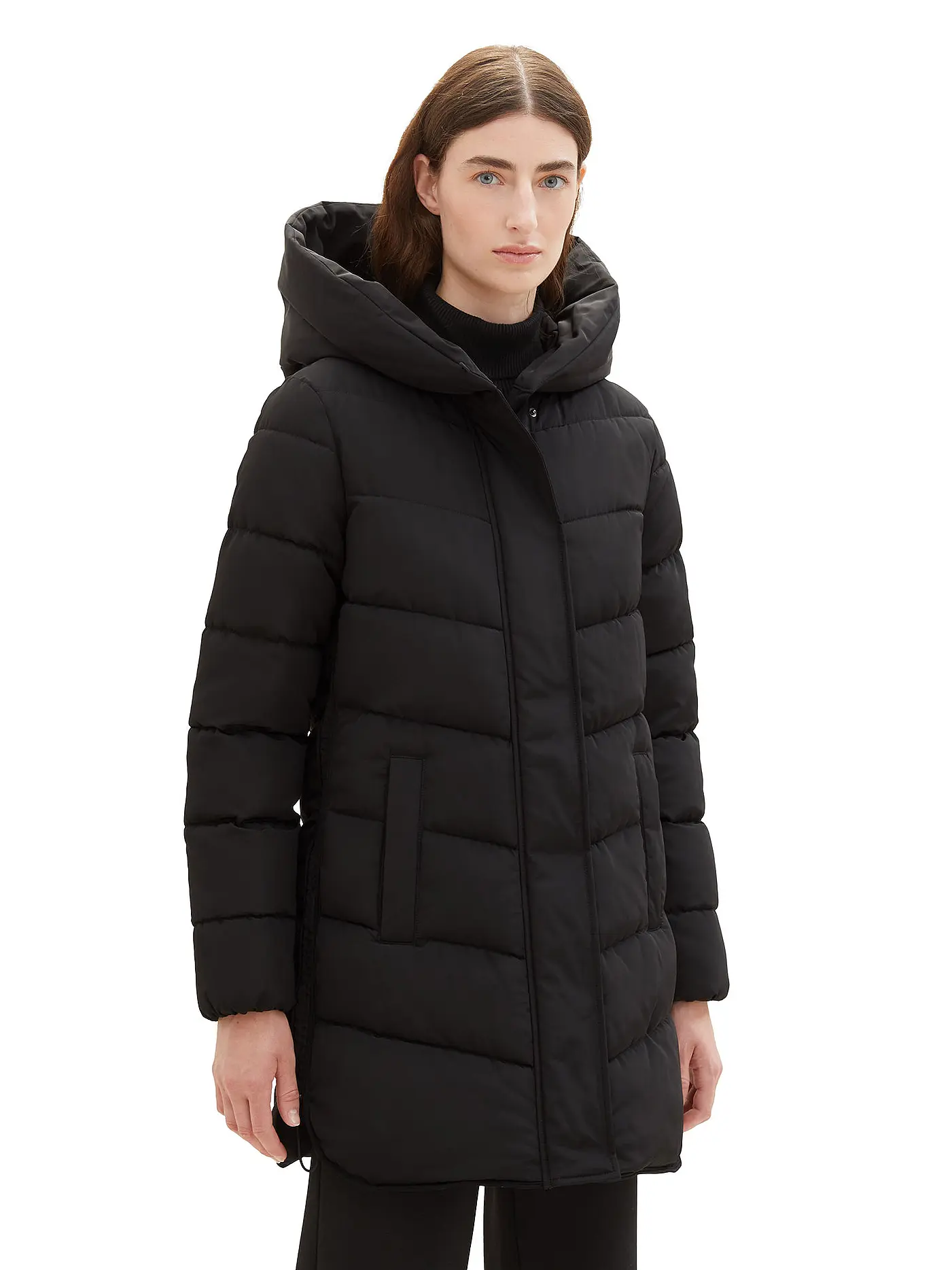 TOM TAILOR | Steppmantel | schwarz