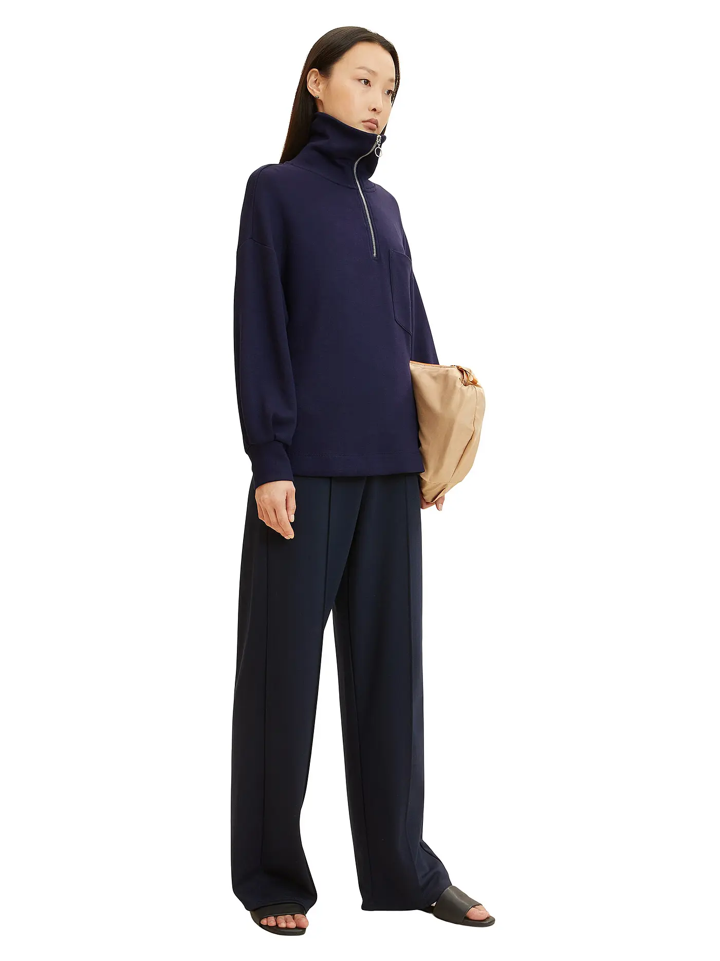 TOM TAILOR | Troyer Sweater | dunkelblau