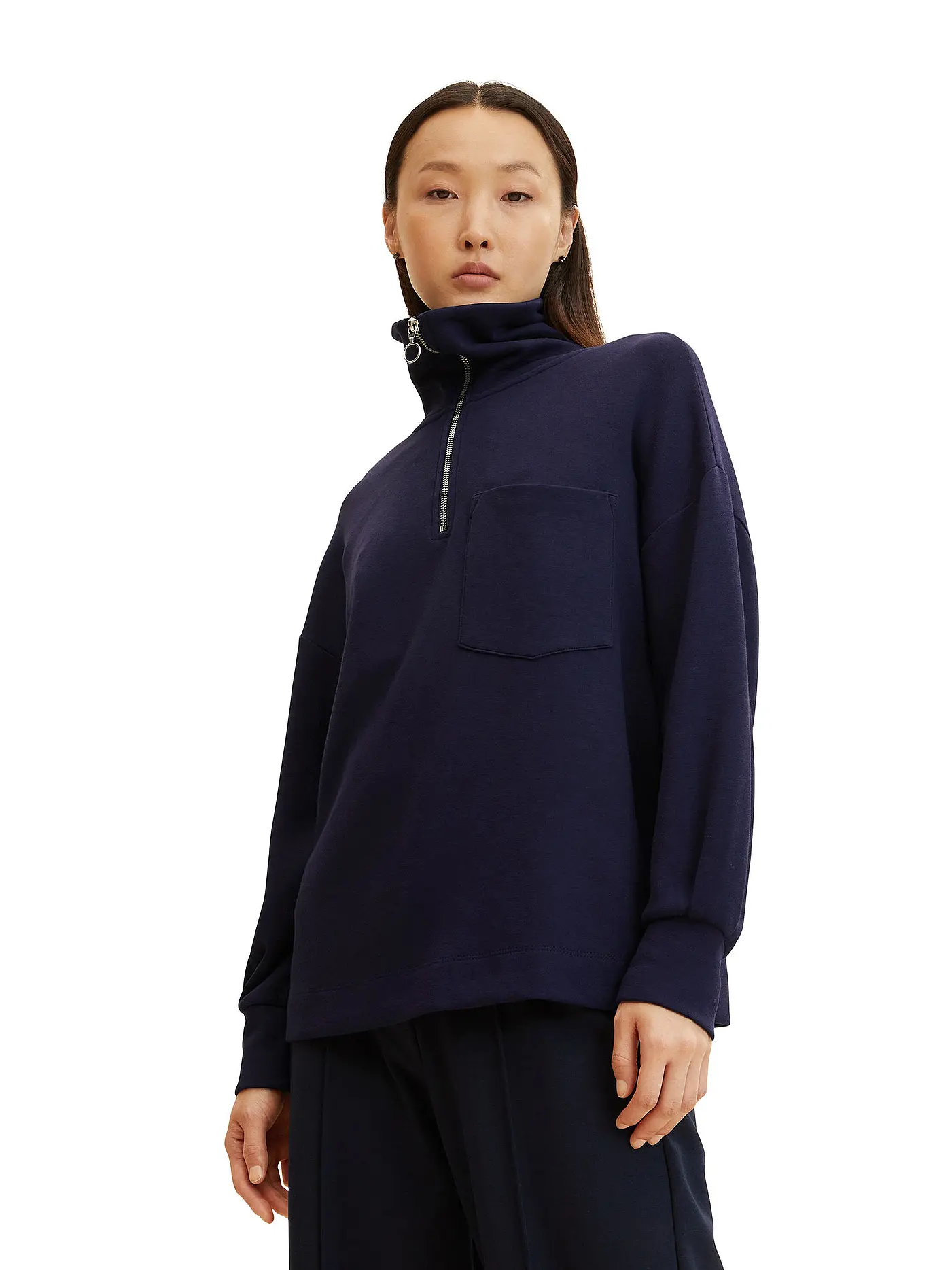 TOM TAILOR | Troyer Sweater | dunkelblau