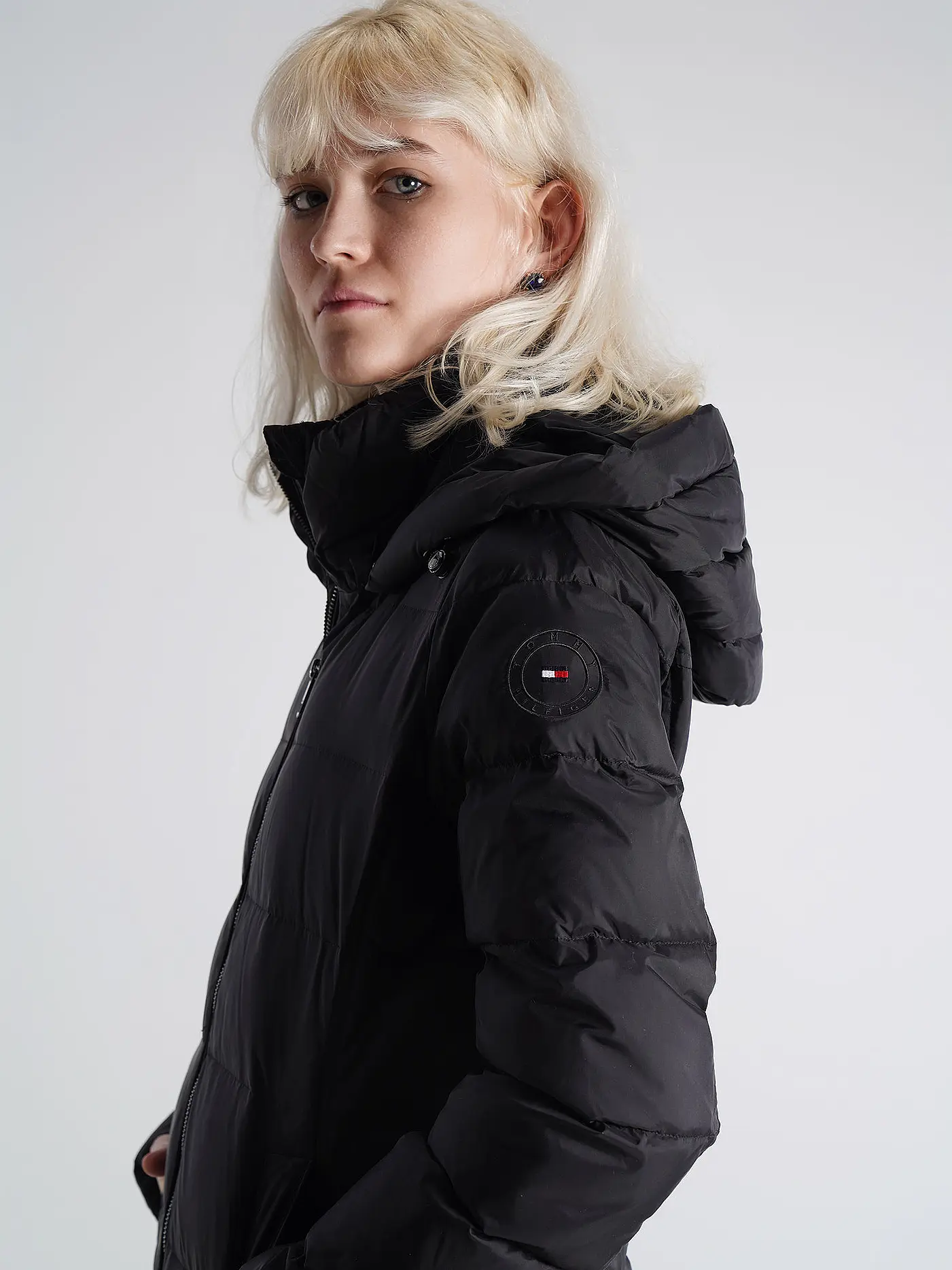 TOMMY HILFIGER | Daunensteppmantel | schwarz